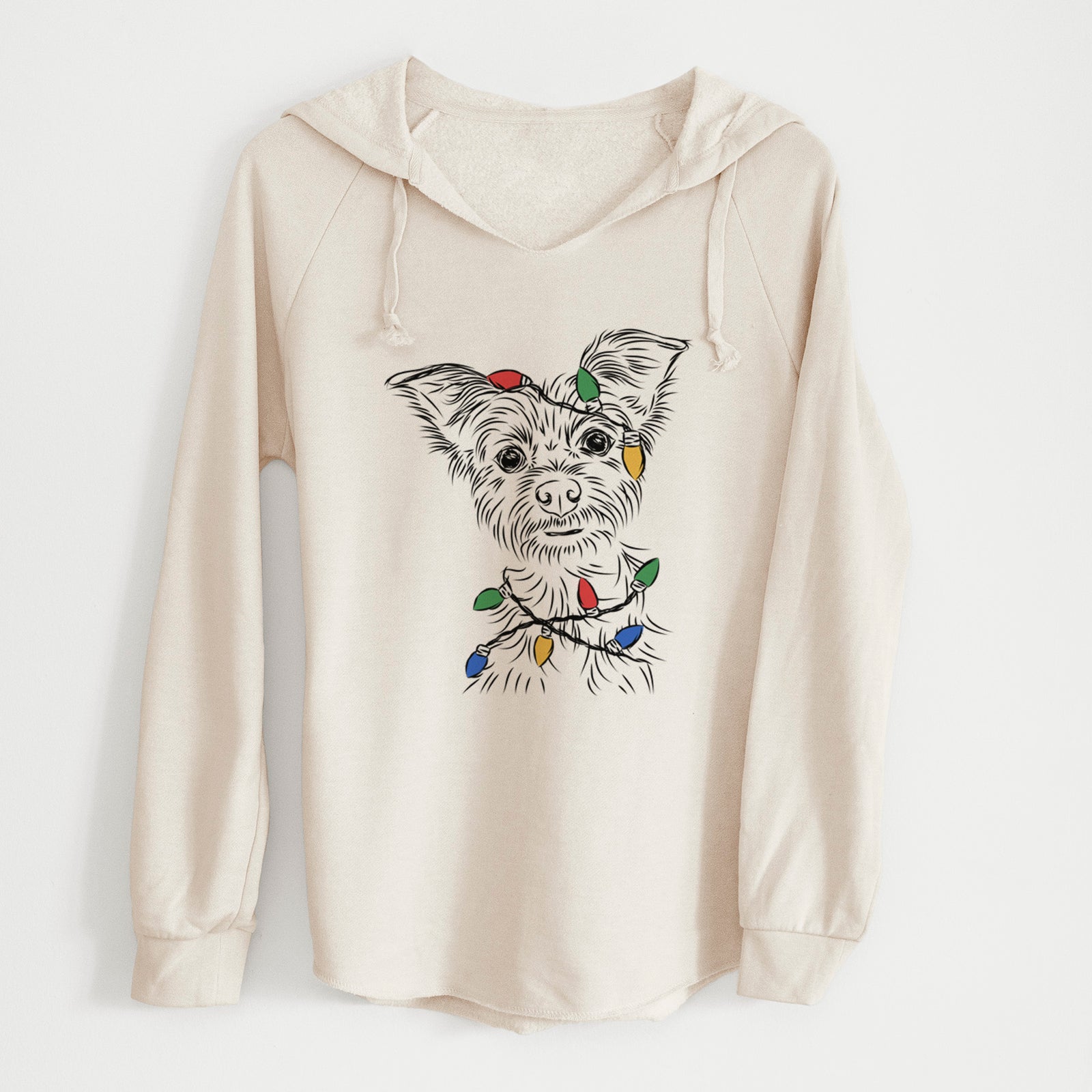 Christmas Lights Bingo the Yorkshire Terrier - Cali Wave Hooded Sweatshirt