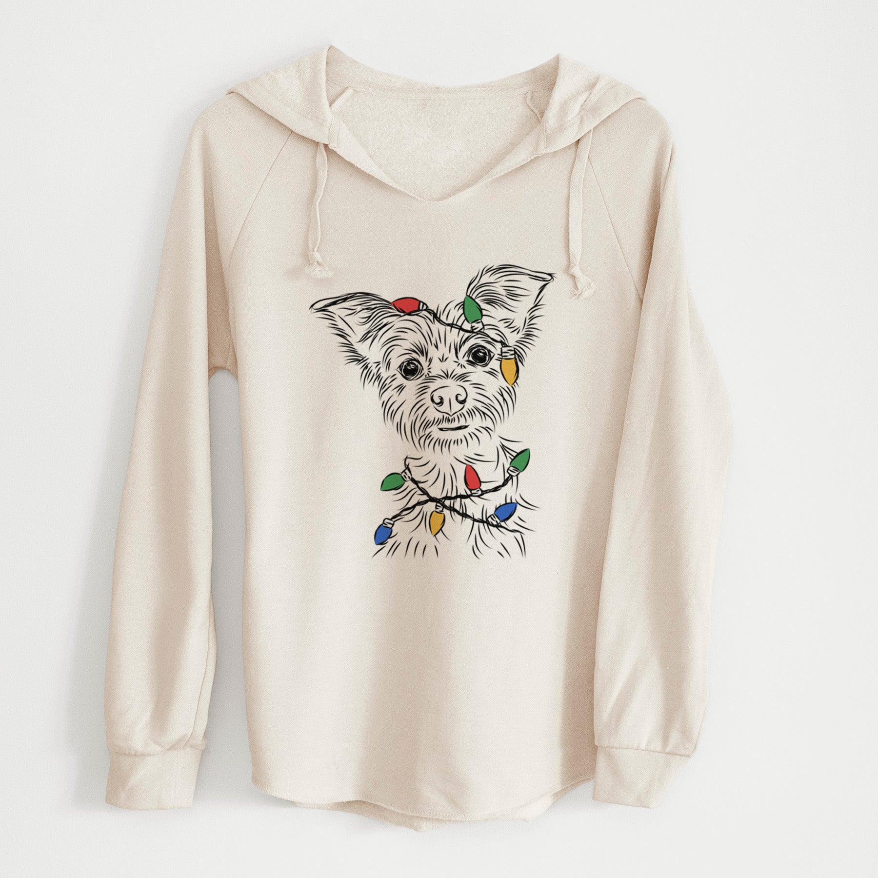 Christmas Lights Bingo the Yorkshire Terrier - Cali Wave Hooded Sweatshirt