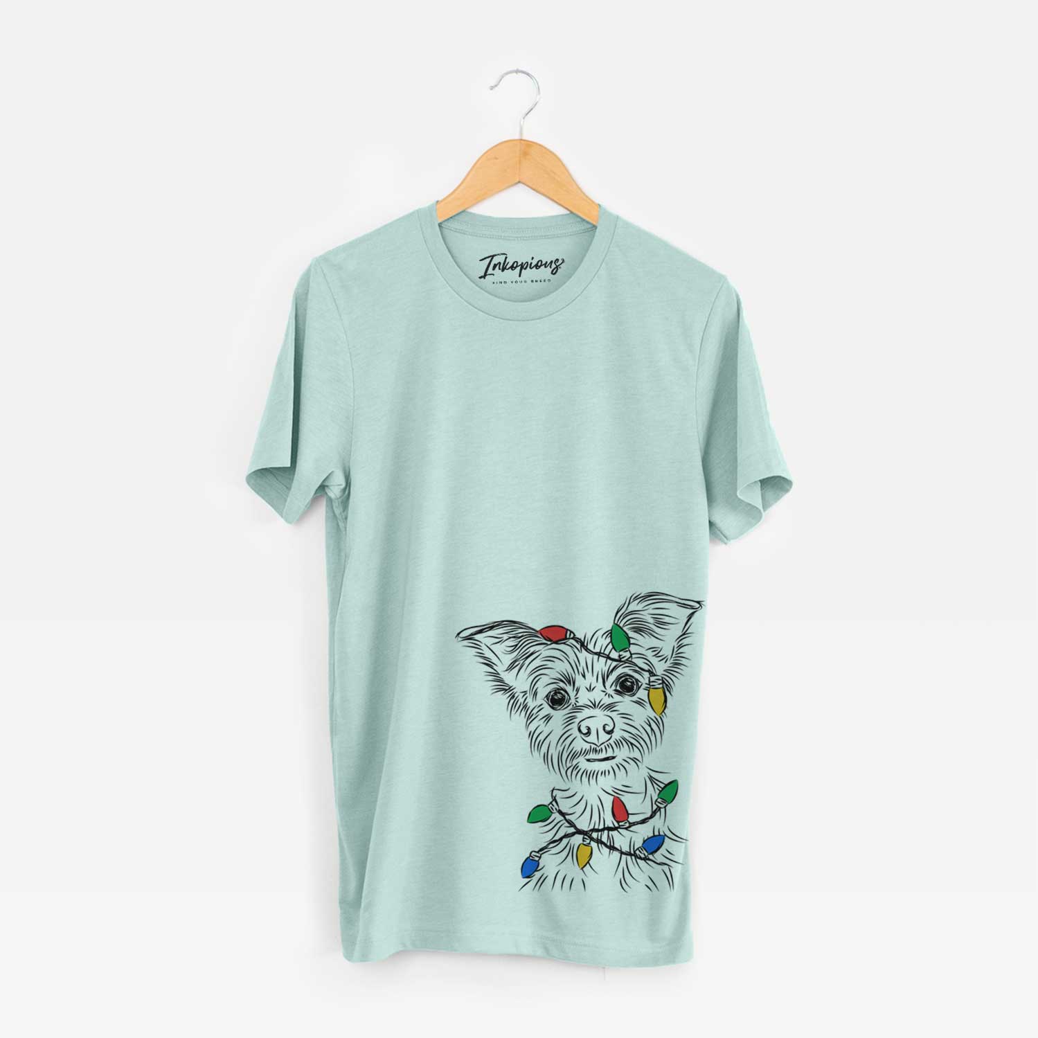 Christmas Lights Bingo the Yorkshire Terrier - Unisex Crewneck