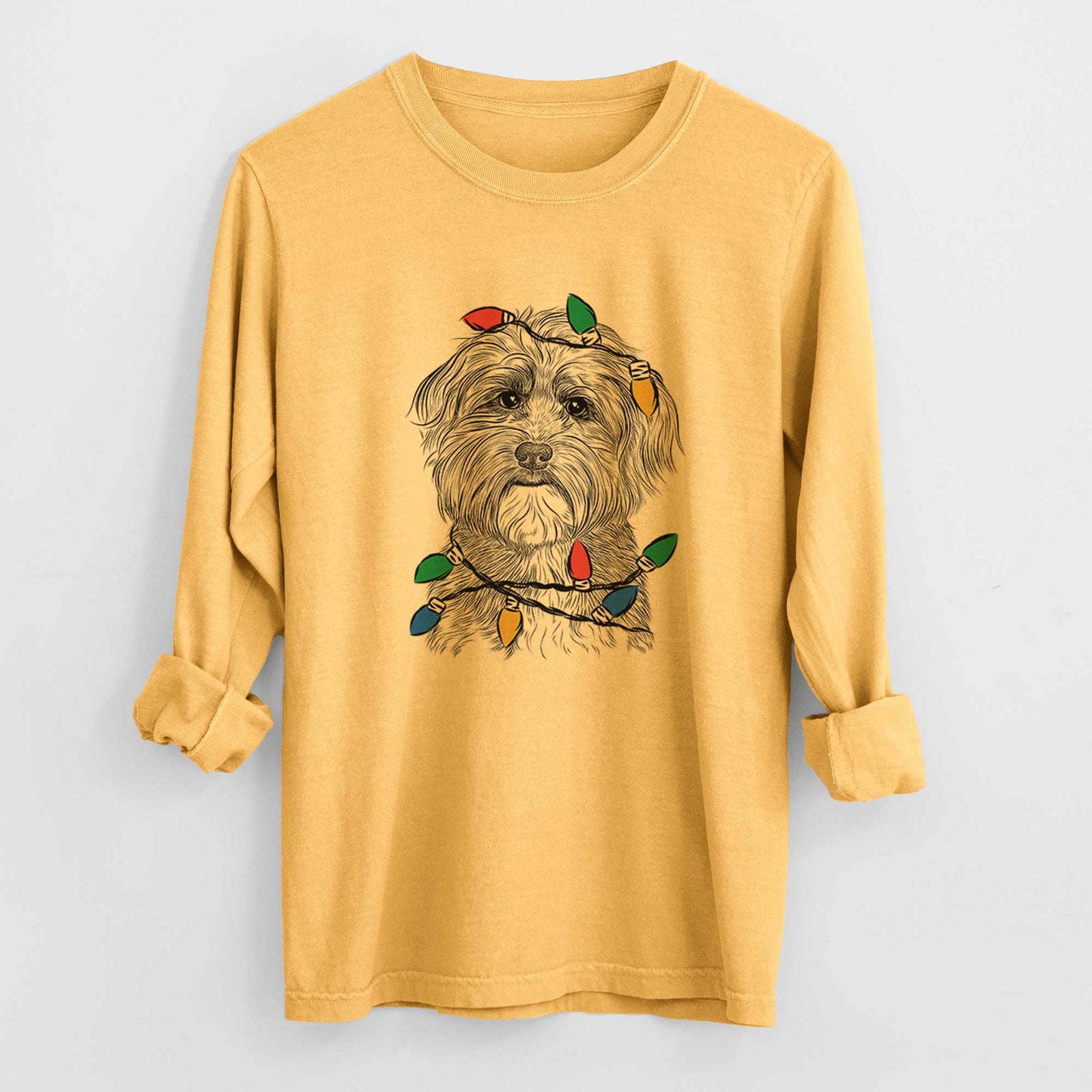 Christmas Lights Bingo the Mixed Breed - Heavyweight 100% Cotton Long Sleeve