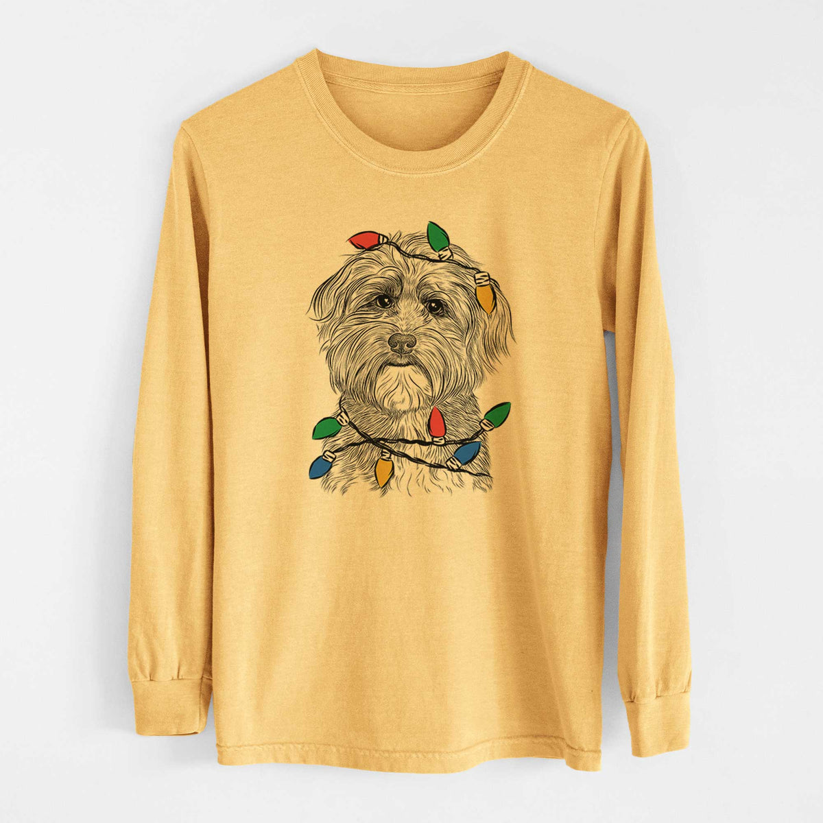 Christmas Lights Bingo the Mixed Breed - Heavyweight 100% Cotton Long Sleeve