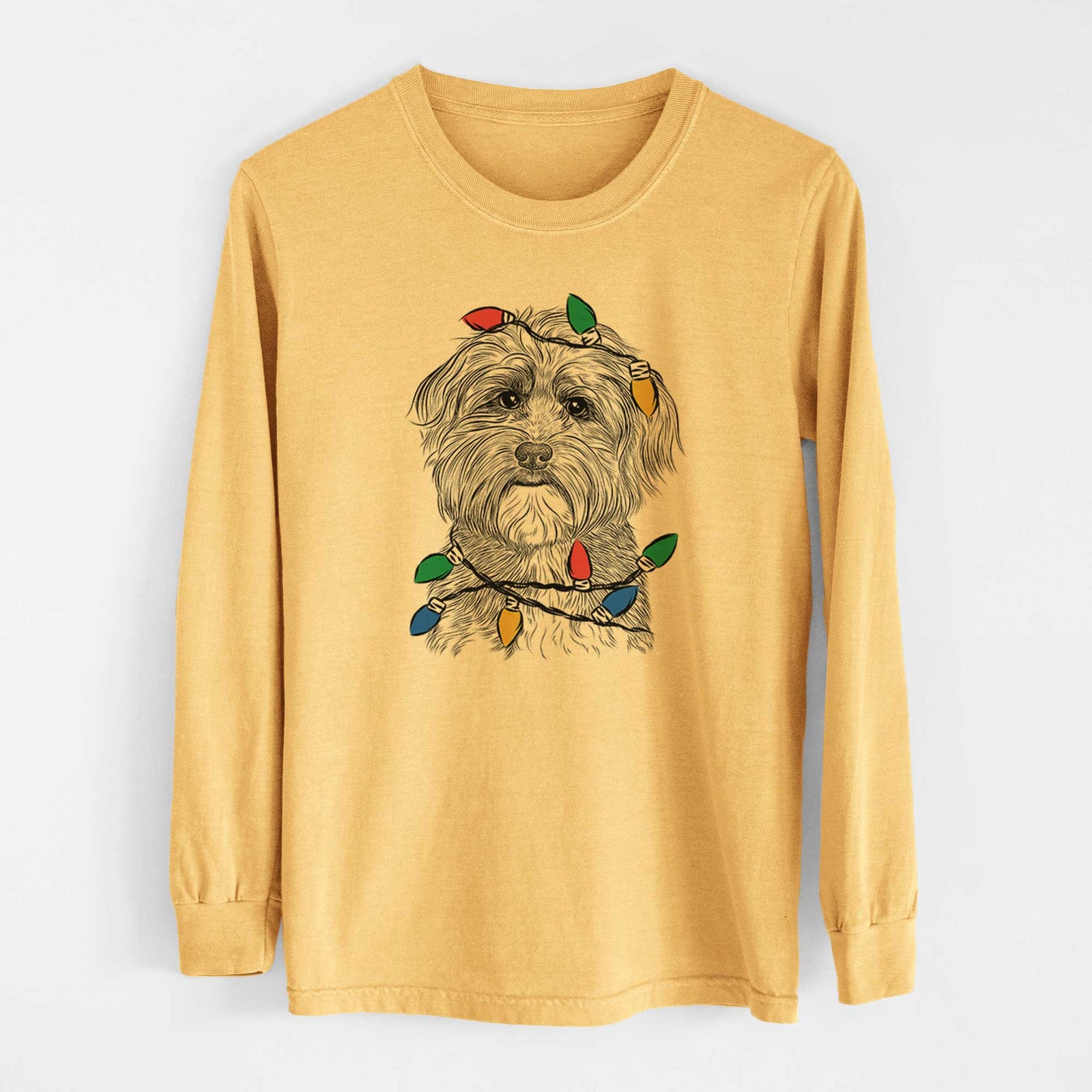 Christmas Lights Bingo the Mixed Breed - Heavyweight 100% Cotton Long Sleeve