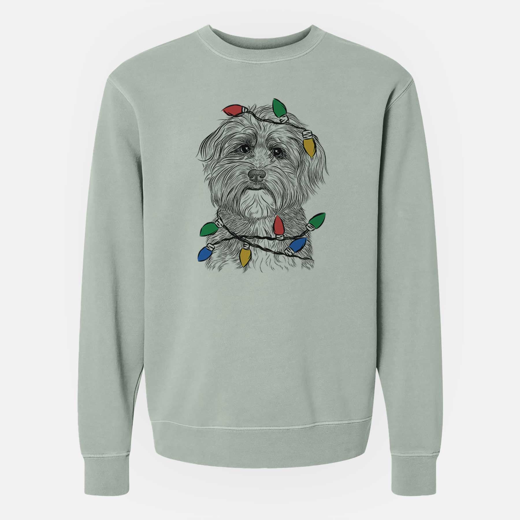 Christmas Lights Bingo the Mixed Breed - Unisex Pigment Dyed Crew Sweatshirt