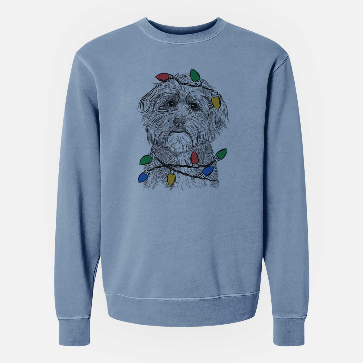 Christmas Lights Bingo the Mixed Breed - Unisex Pigment Dyed Crew Sweatshirt
