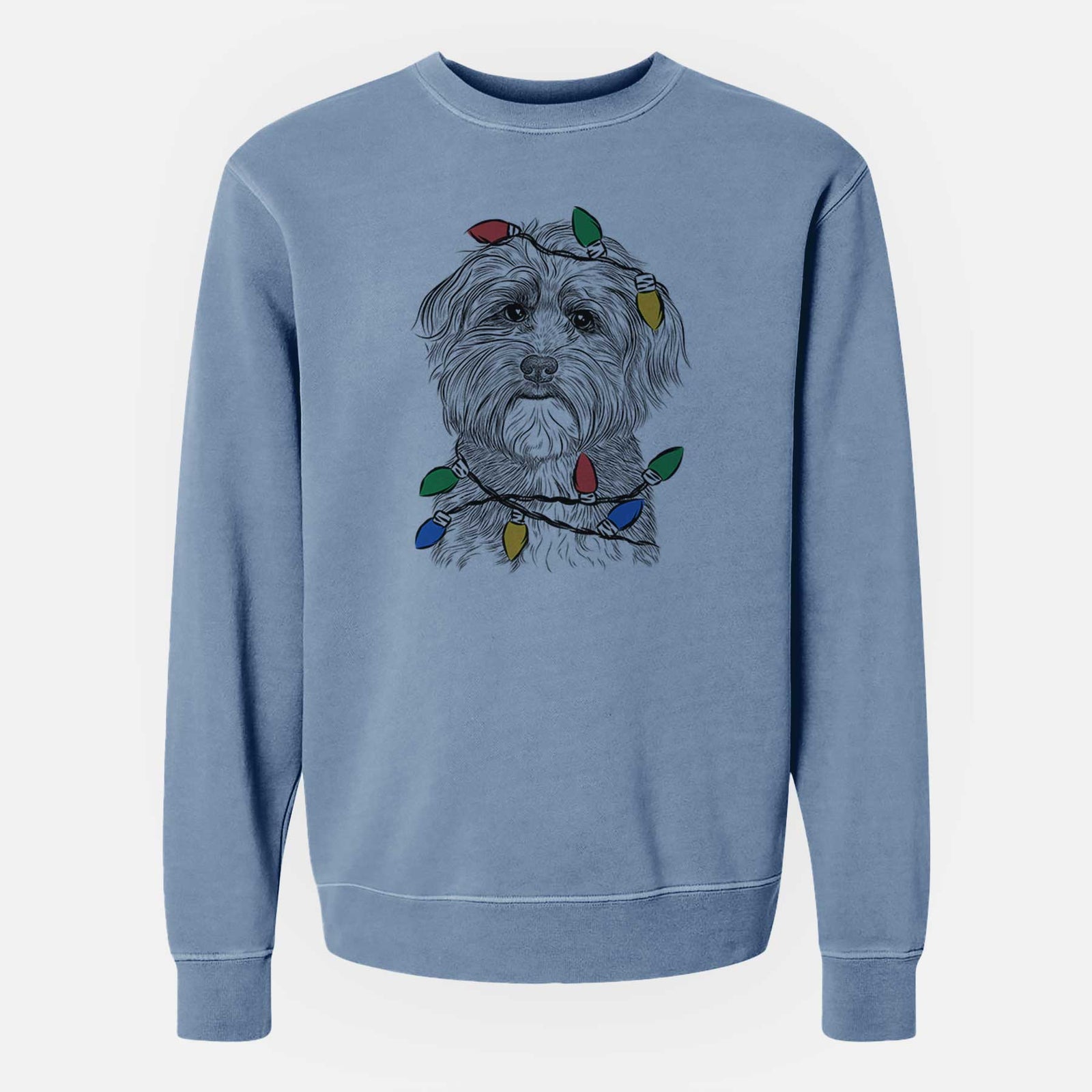 Christmas Lights Bingo the Mixed Breed - Unisex Pigment Dyed Crew Sweatshirt