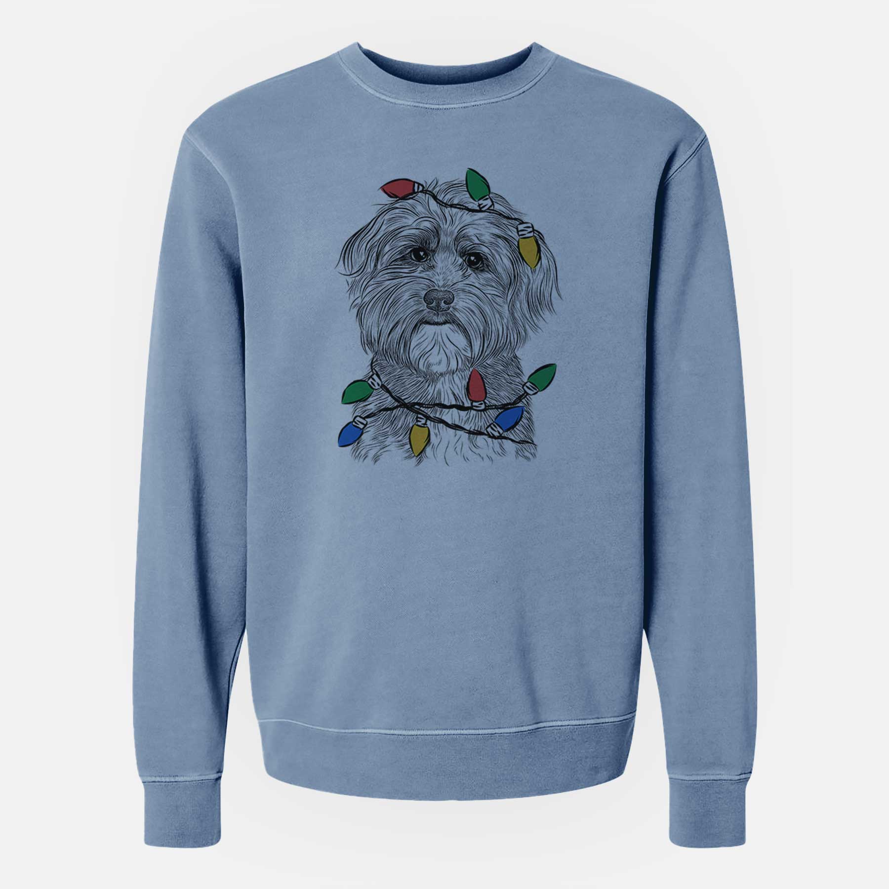 Christmas Lights Bingo the Mixed Breed - Unisex Pigment Dyed Crew Sweatshirt