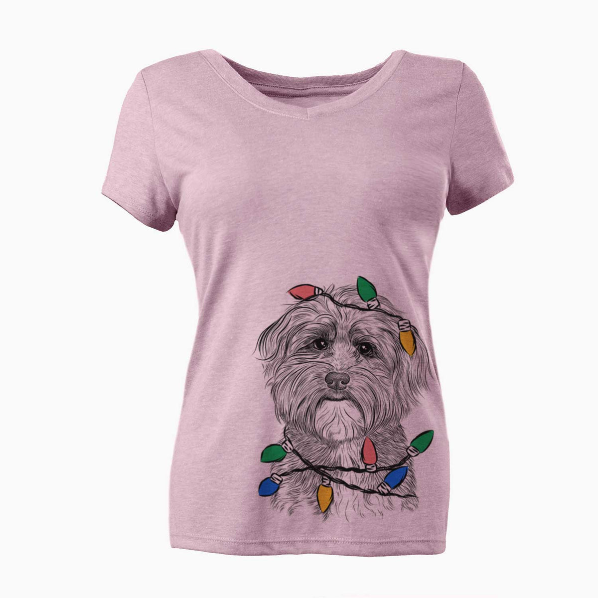 Christmas Lights Bingo the Mixed Breed - Women's V-neck Shirt