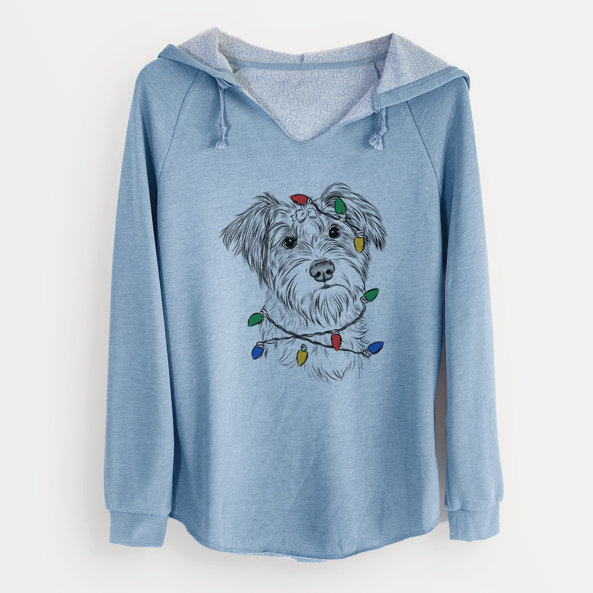 Christmas Lights Birdee the Schnauzer Mix - Cali Wave Hooded Sweatshirt