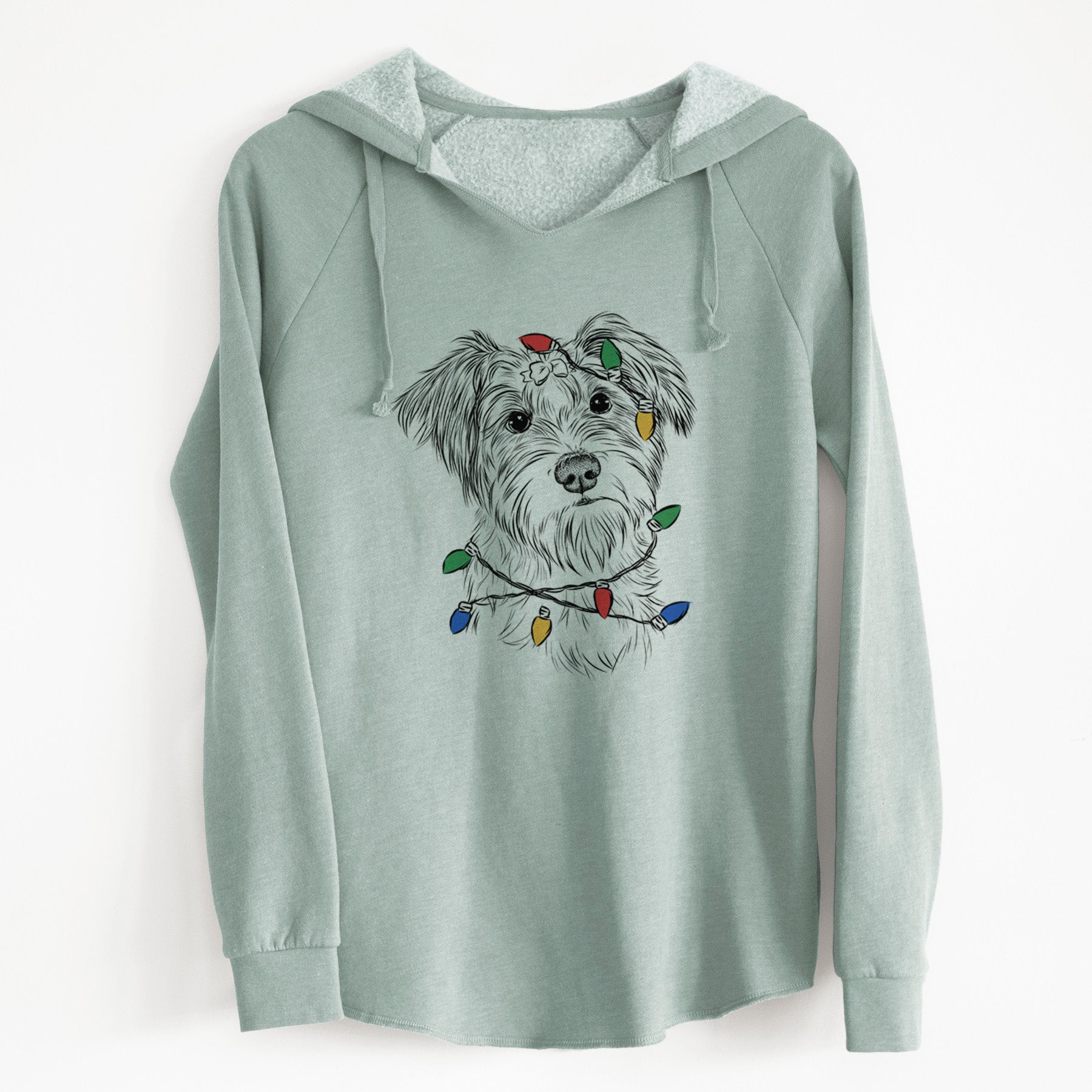 Christmas Lights Birdee the Schnauzer Mix - Cali Wave Hooded Sweatshirt