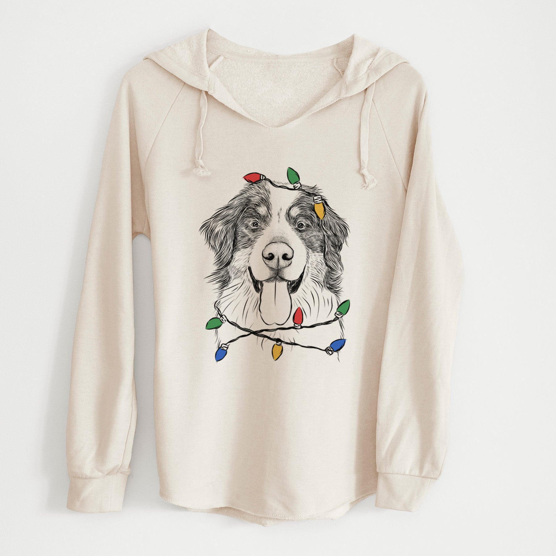 Christmas Lights Blaze the Bernese Mountain Dog - Cali Wave Hooded Sweatshirt