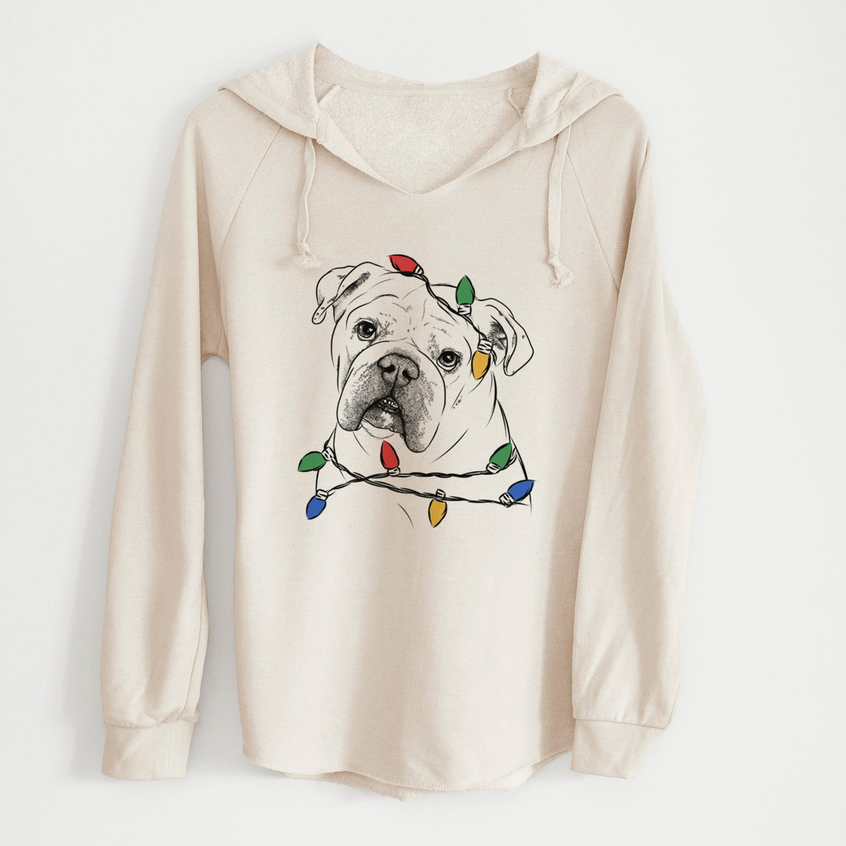 Christmas Lights Blossom the English Bulldog - Cali Wave Hooded Sweatshirt