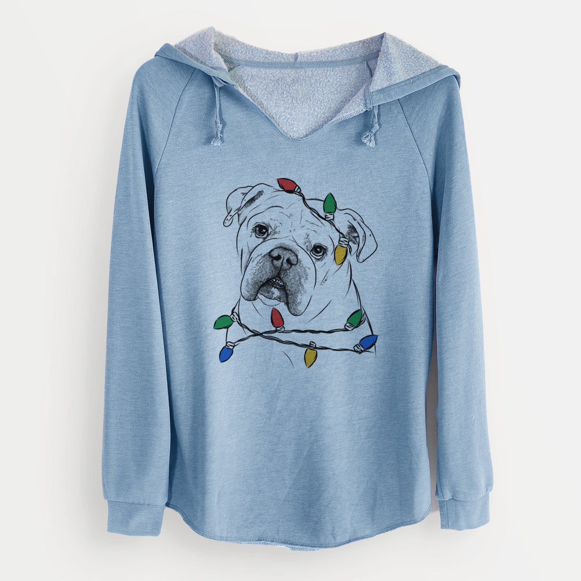 Christmas Lights Blossom the English Bulldog - Cali Wave Hooded Sweatshirt