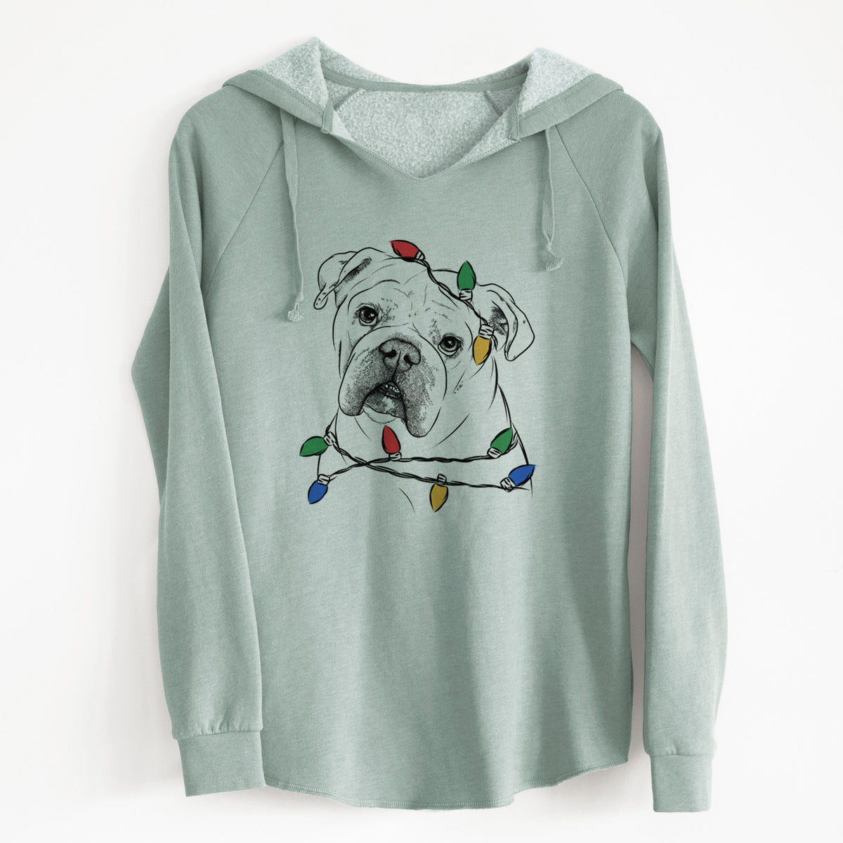 Christmas Lights Blossom the English Bulldog - Cali Wave Hooded Sweatshirt