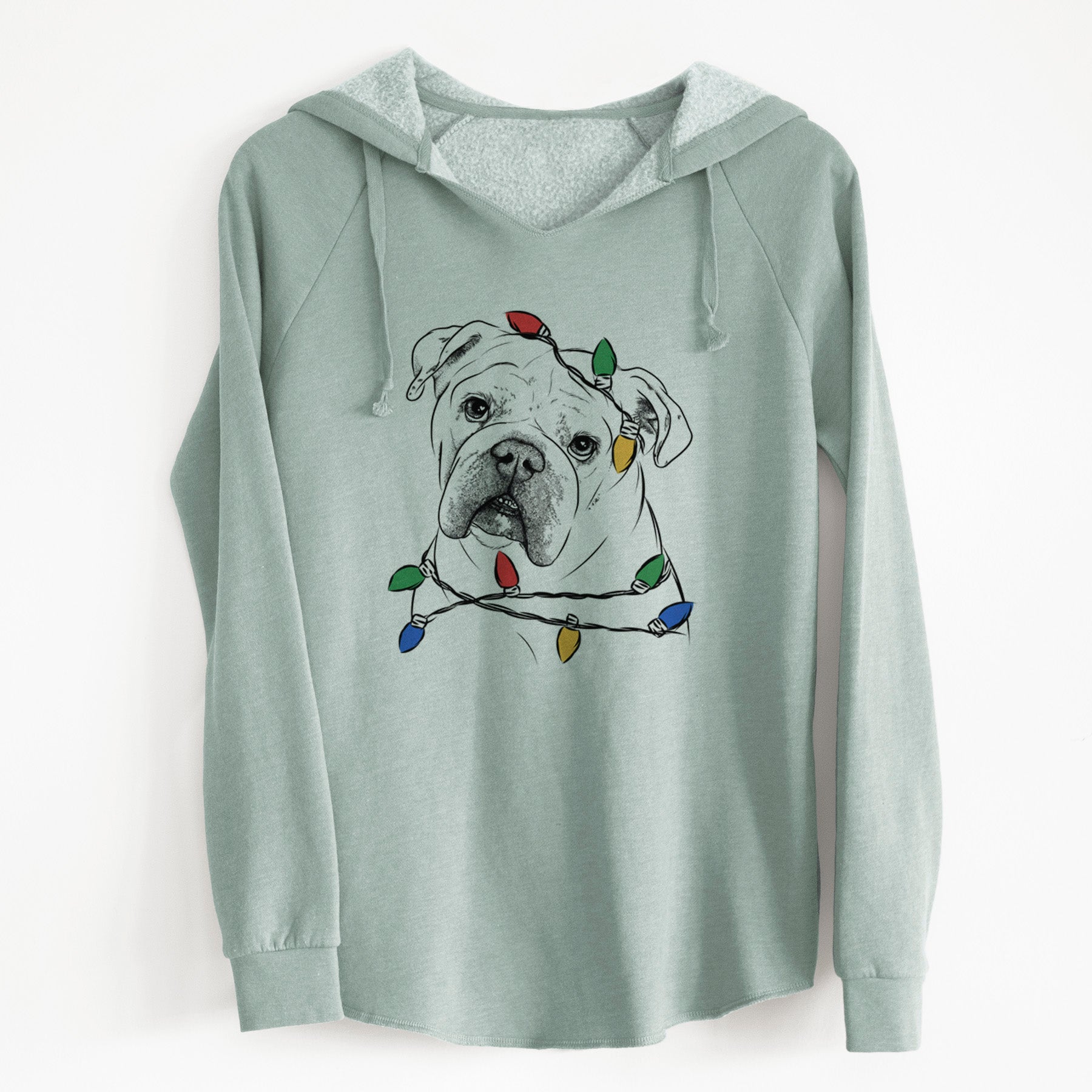 Christmas Lights Blossom the English Bulldog - Cali Wave Hooded Sweatshirt