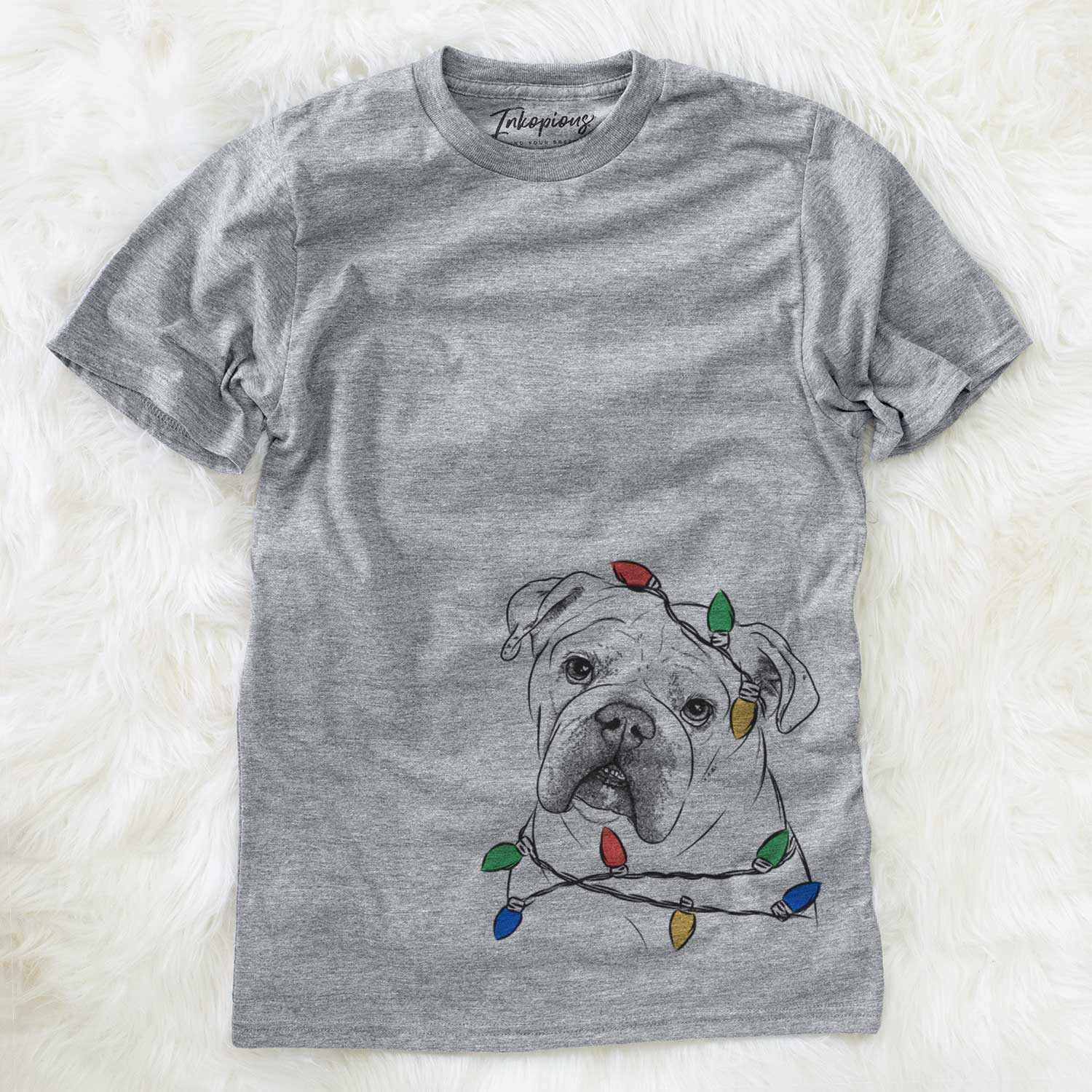 Christmas Lights Blossom the English Bulldog - Unisex Crewneck