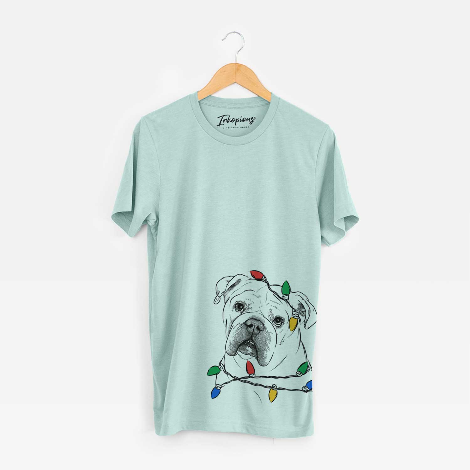 Christmas Lights Blossom the English Bulldog - Unisex Crewneck