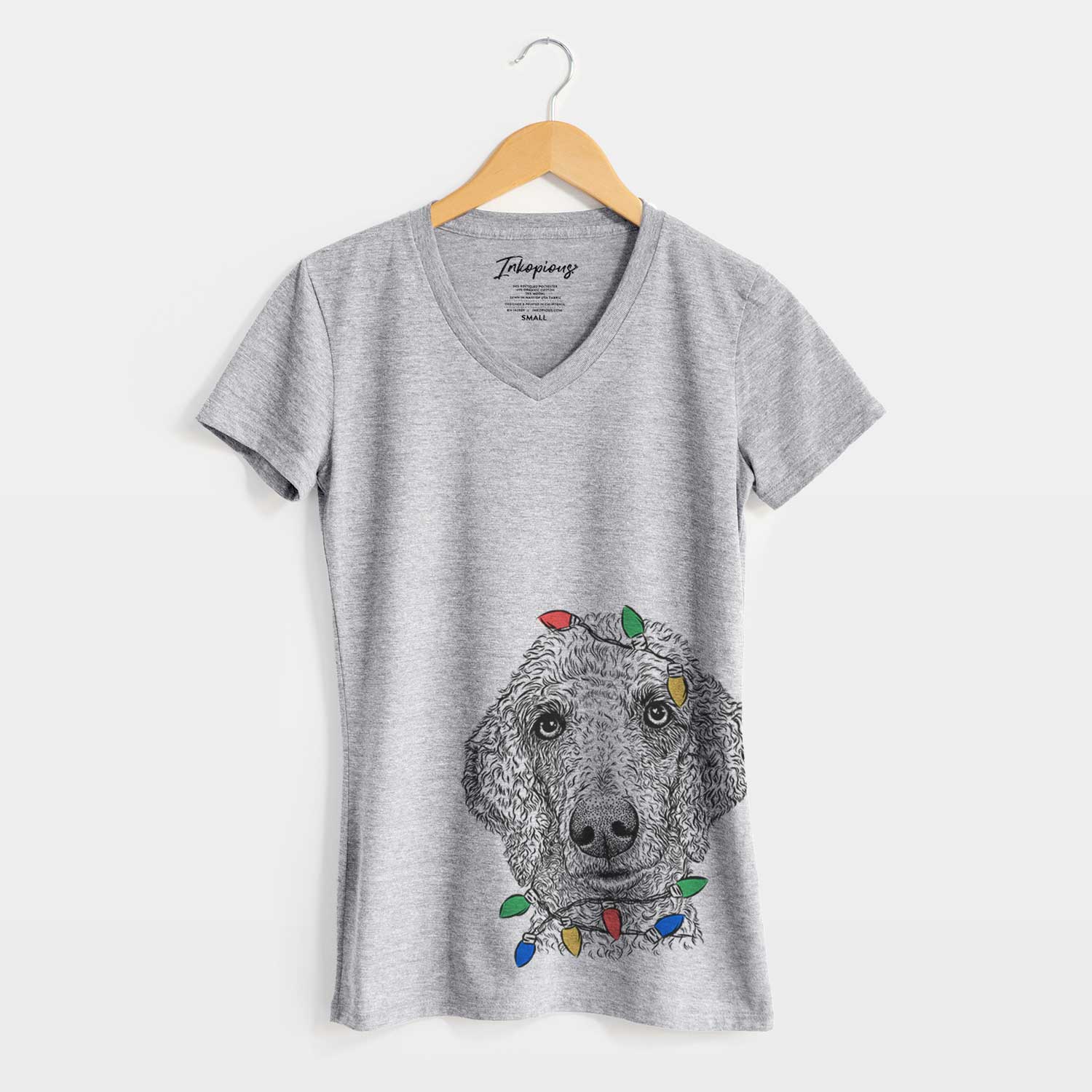 Christmas Lights Blossom the Poodle - Women's V-neck Shirt