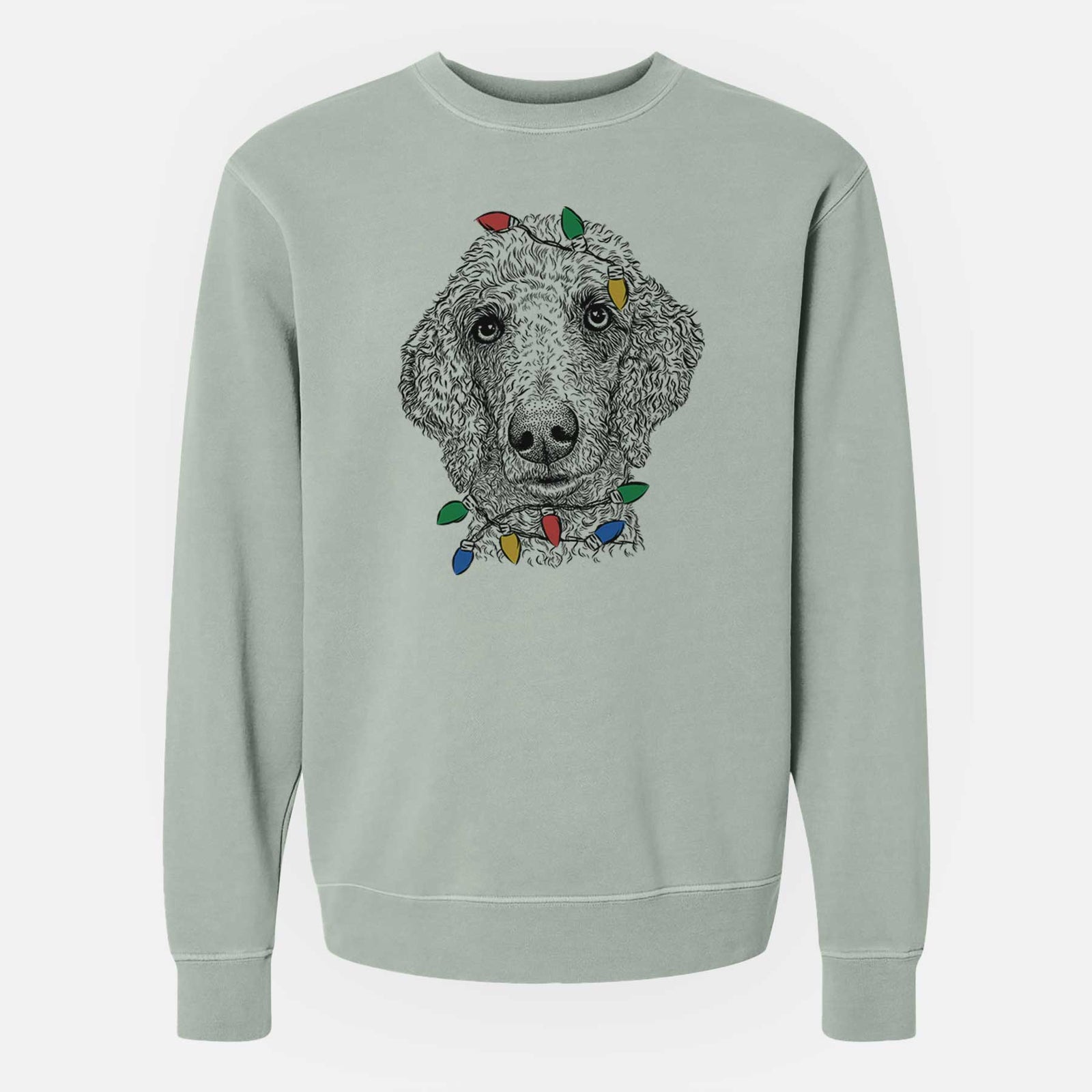 Christmas Lights Blossom the Poodle - Unisex Pigment Dyed Crew Sweatshirt