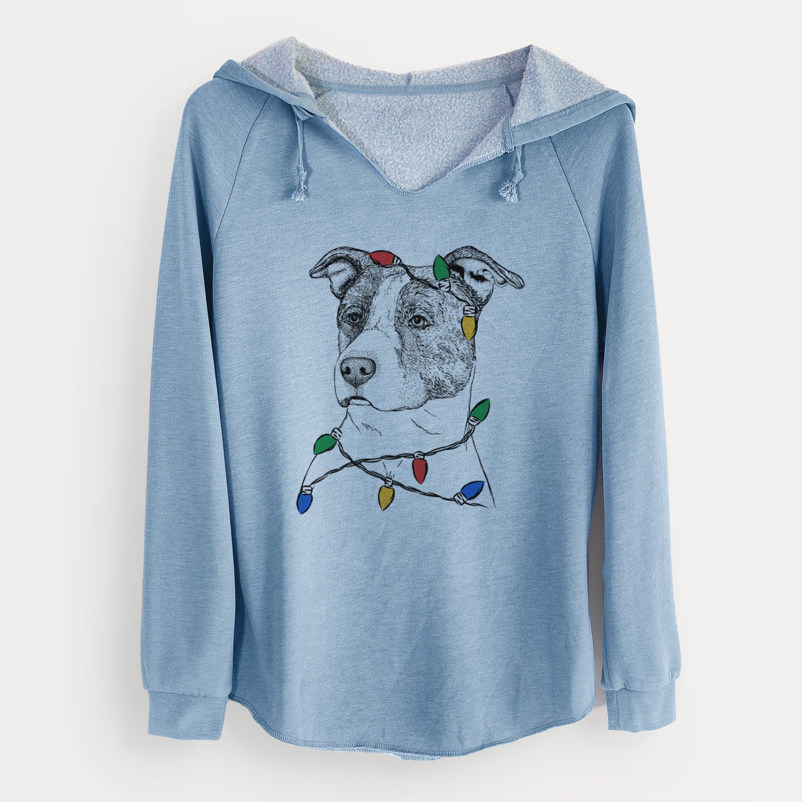 Christmas Lights Blu the Pitbull - Cali Wave Hooded Sweatshirt