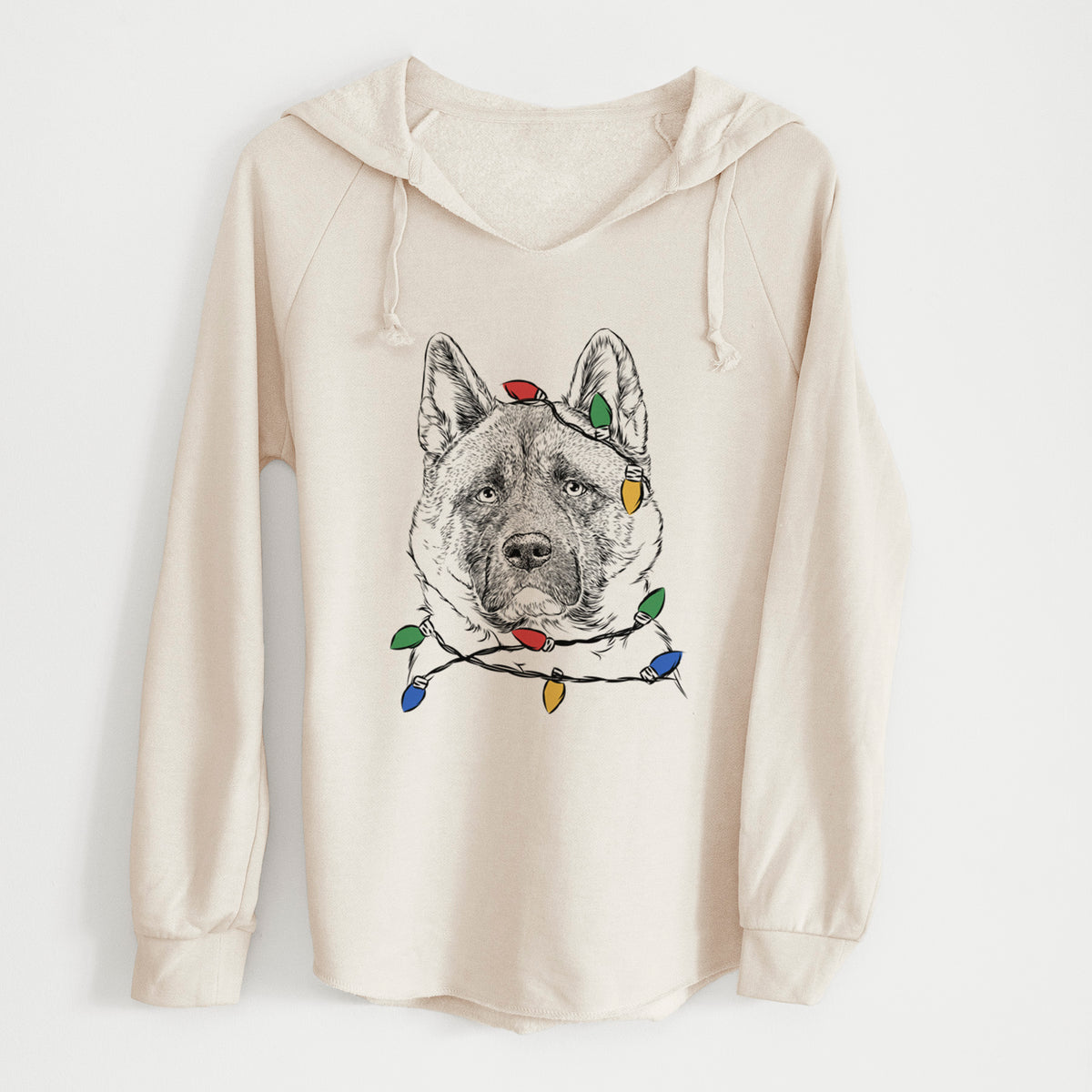Christmas Lights Bo the American Akita - Cali Wave Hooded Sweatshirt