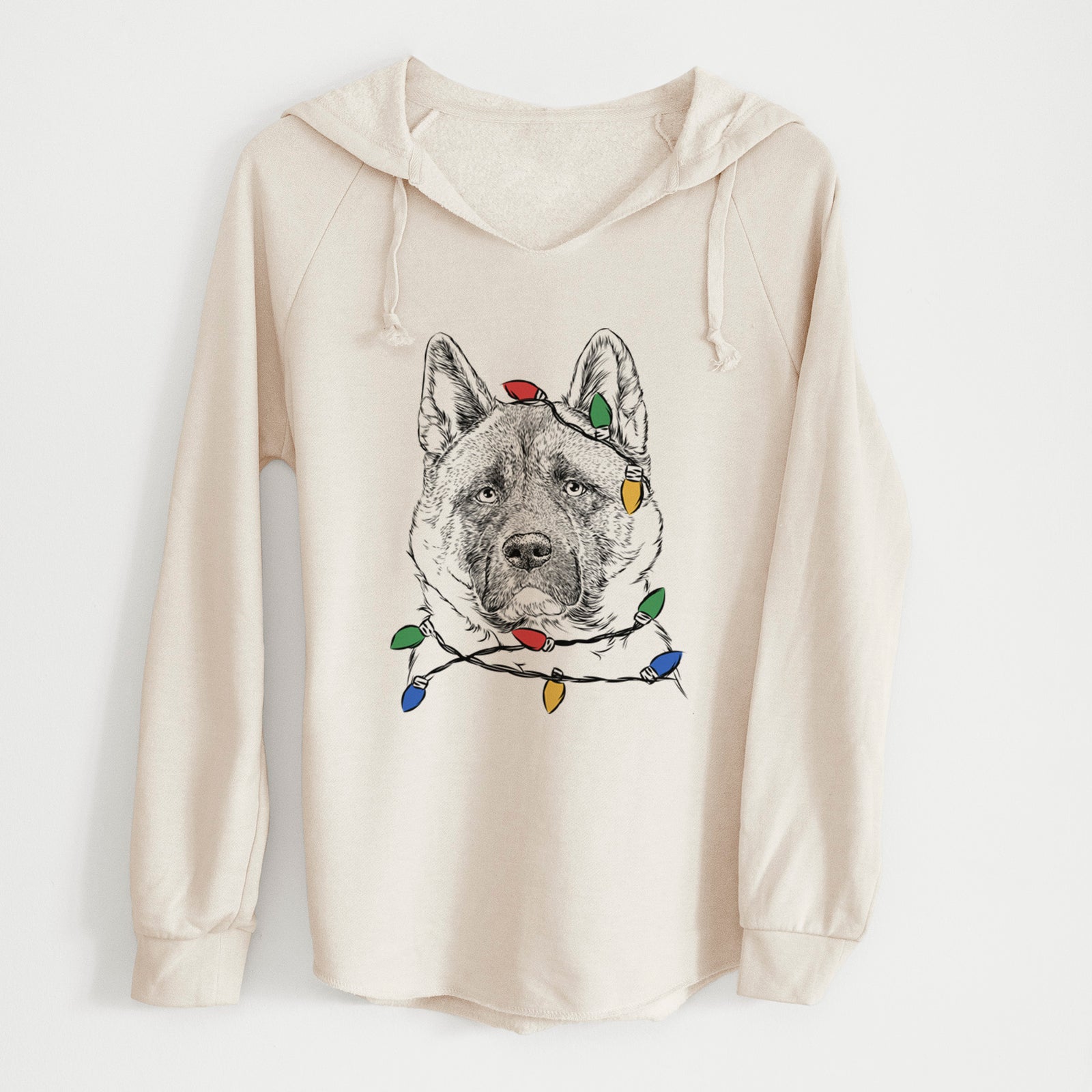 Christmas Lights Bo the American Akita - Cali Wave Hooded Sweatshirt