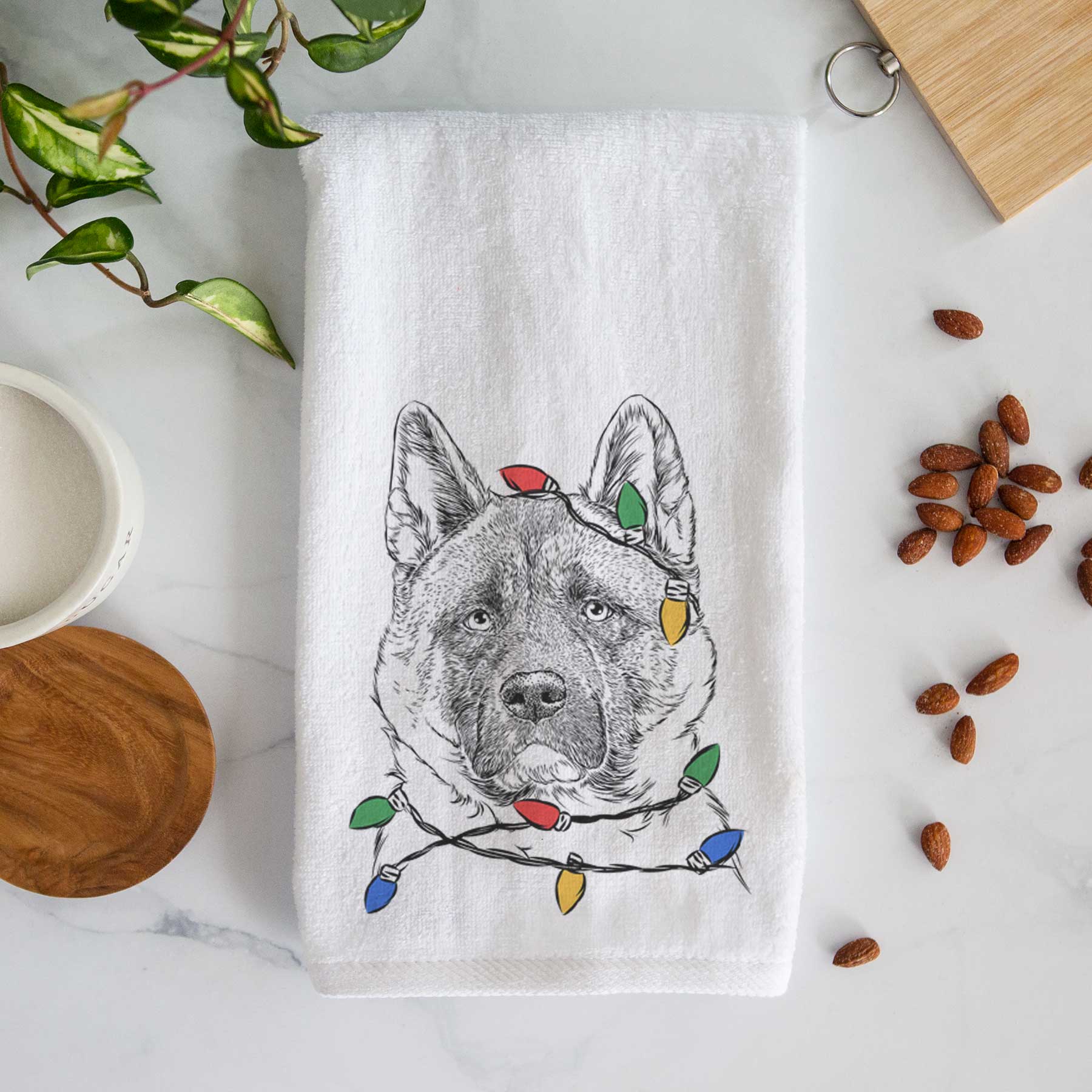 Bo the American Akita Decorative Hand Towel