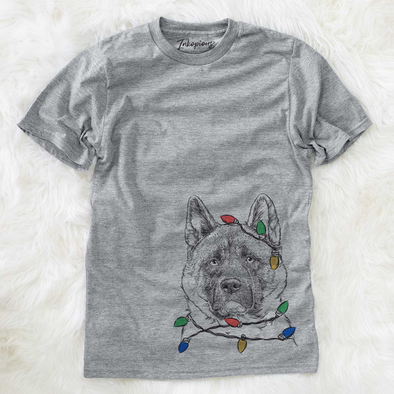Christmas Lights Bo the American Akita - Unisex Crewneck