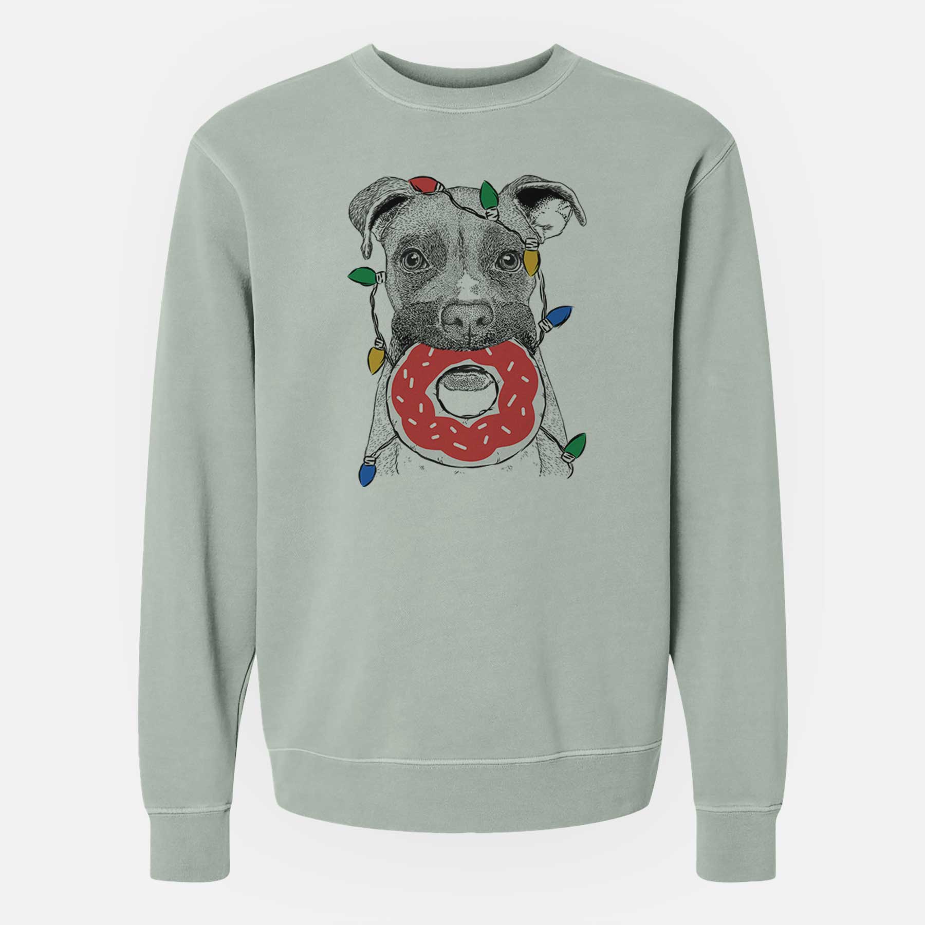 Christmas Lights Bo the Boxer - Unisex Pigment Dyed Crew Sweatshirt