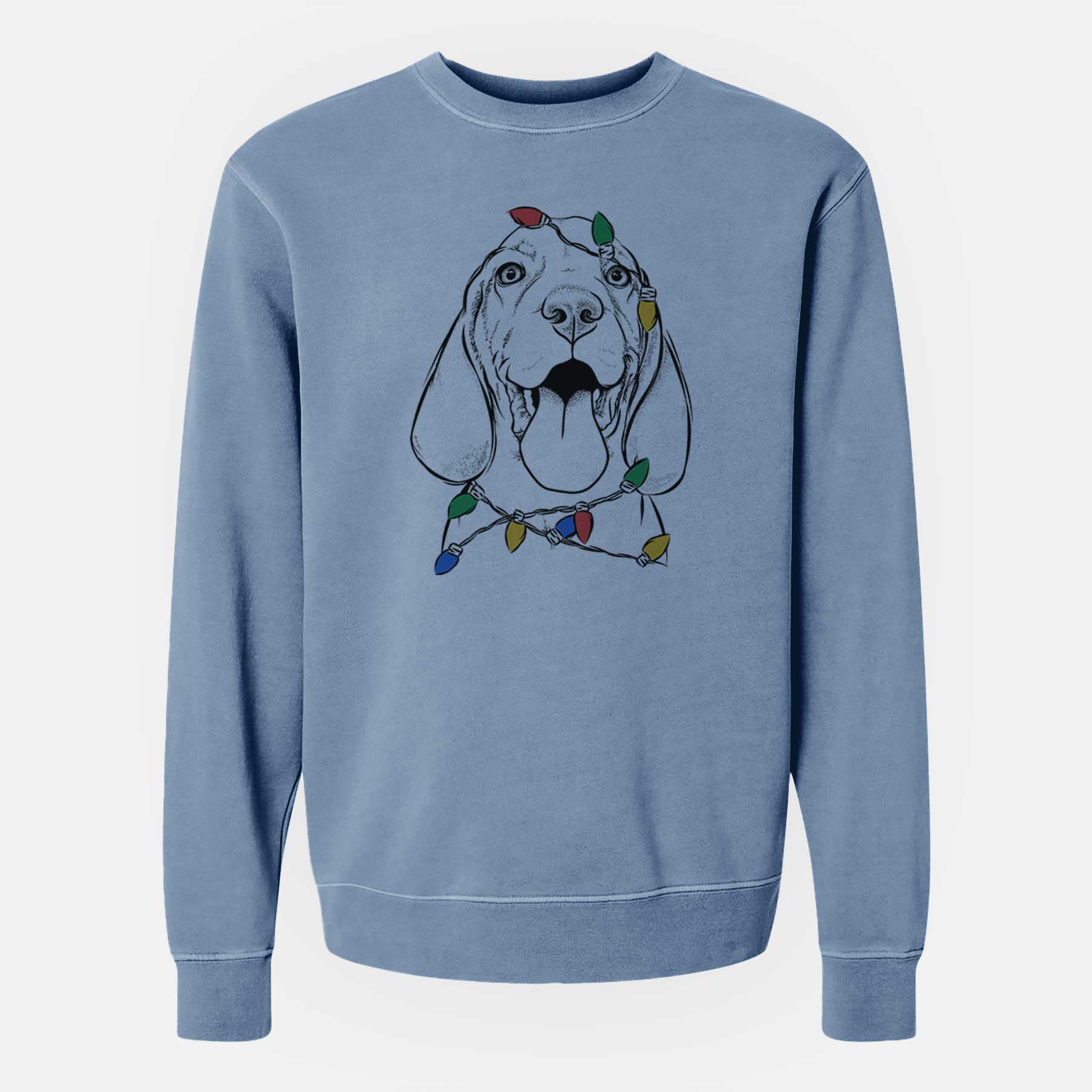 Christmas Lights Bodi the Vizsla - Unisex Pigment Dyed Crew Sweatshirt