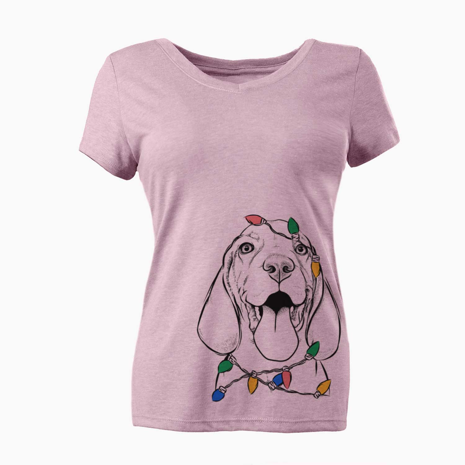 Christmas Lights Bodi the Vizsla - Women's V-neck Shirt