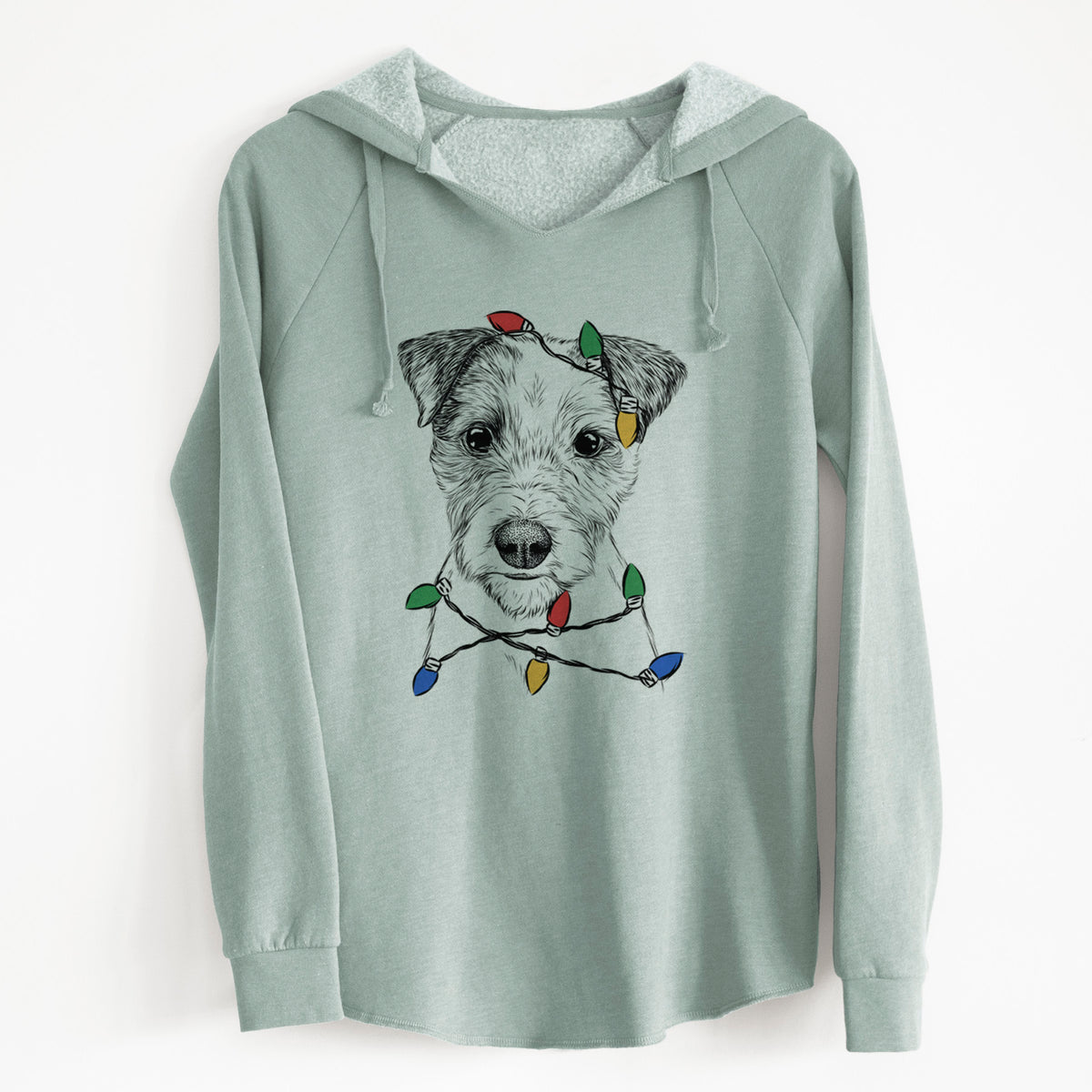 Christmas Lights Bogart the Parson Russell Terrier - Cali Wave Hooded Sweatshirt
