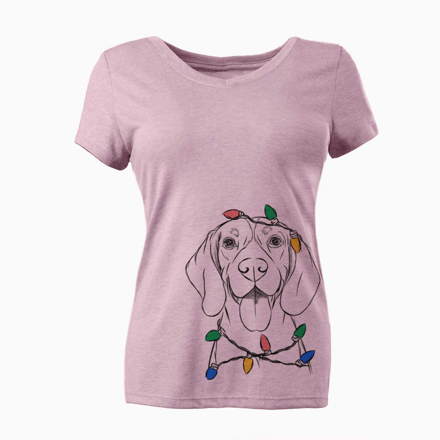 Christmas Lights Bogie the Beagle - Women's V-neck Shirt