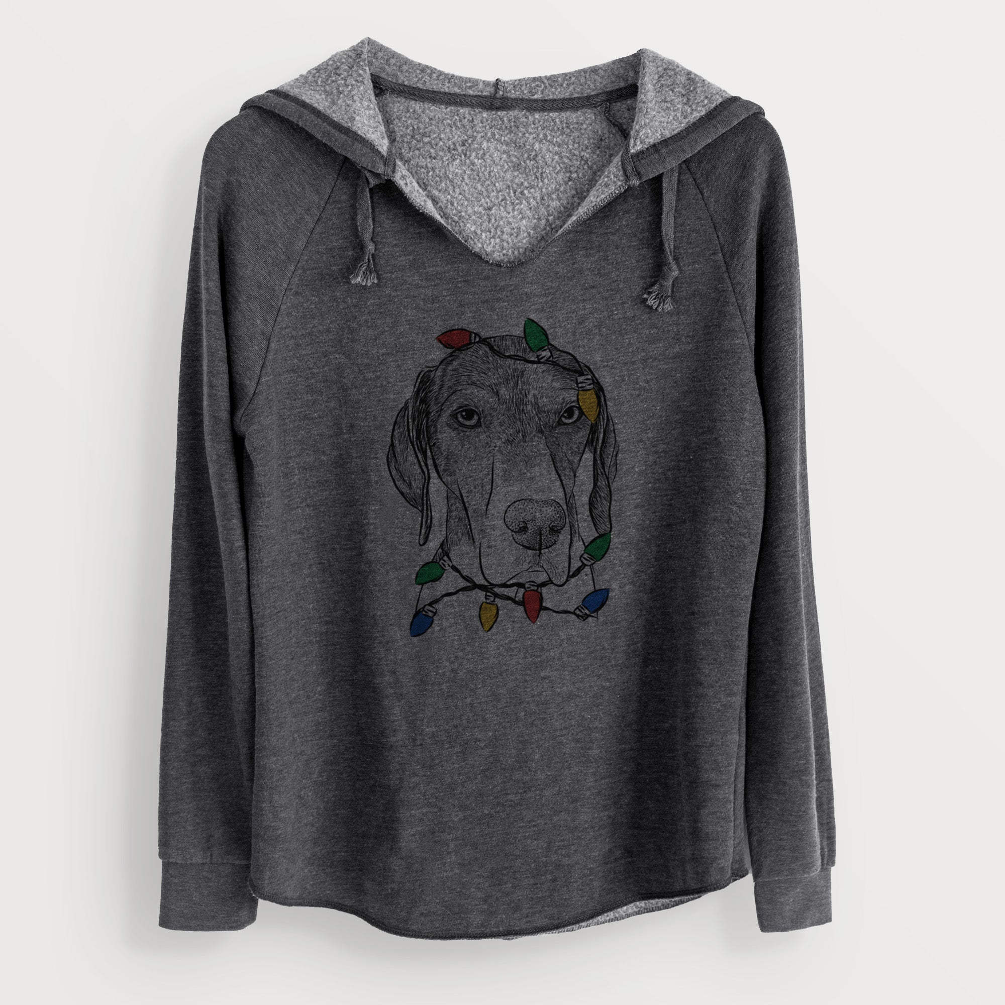 Christmas Lights Bohdi the German Shorthaired Pointer - Cali Wave Hooded Sweatshirt