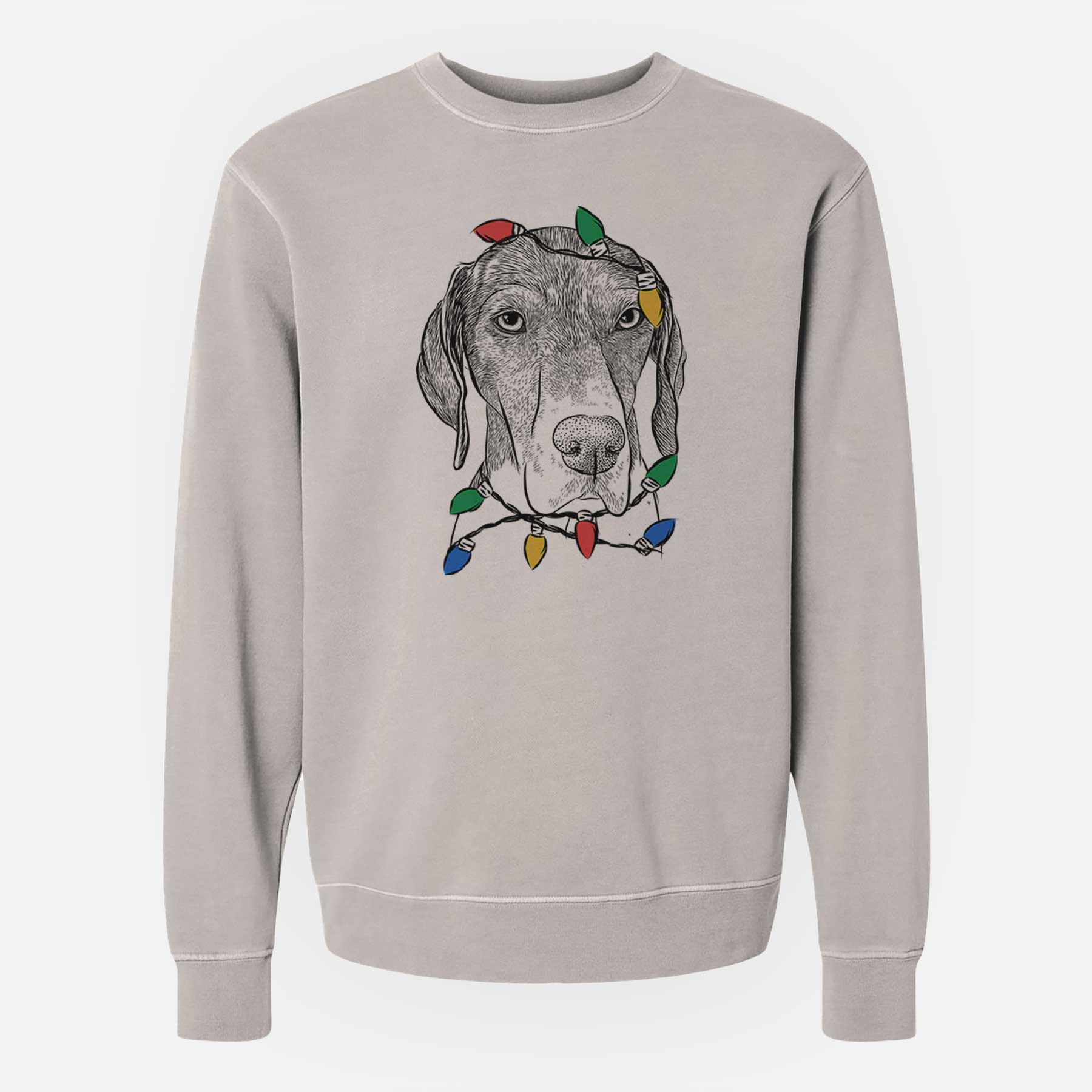 Christmas Lights Bohdi the German Shorthaired Pointer - Unisex Pigment Dyed Crew Sweatshirt