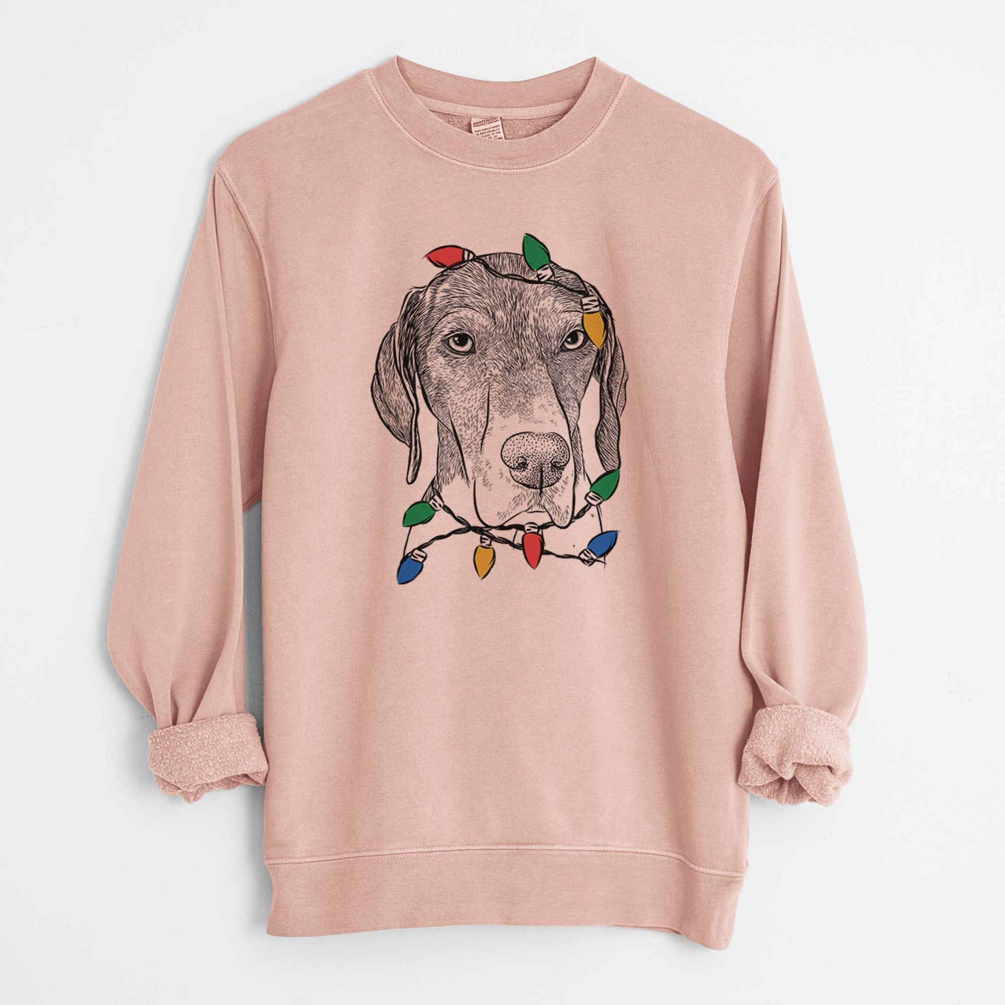 Christmas Lights Bohdi the German Shorthaired Pointer - Unisex Pigment Dyed Crew Sweatshirt