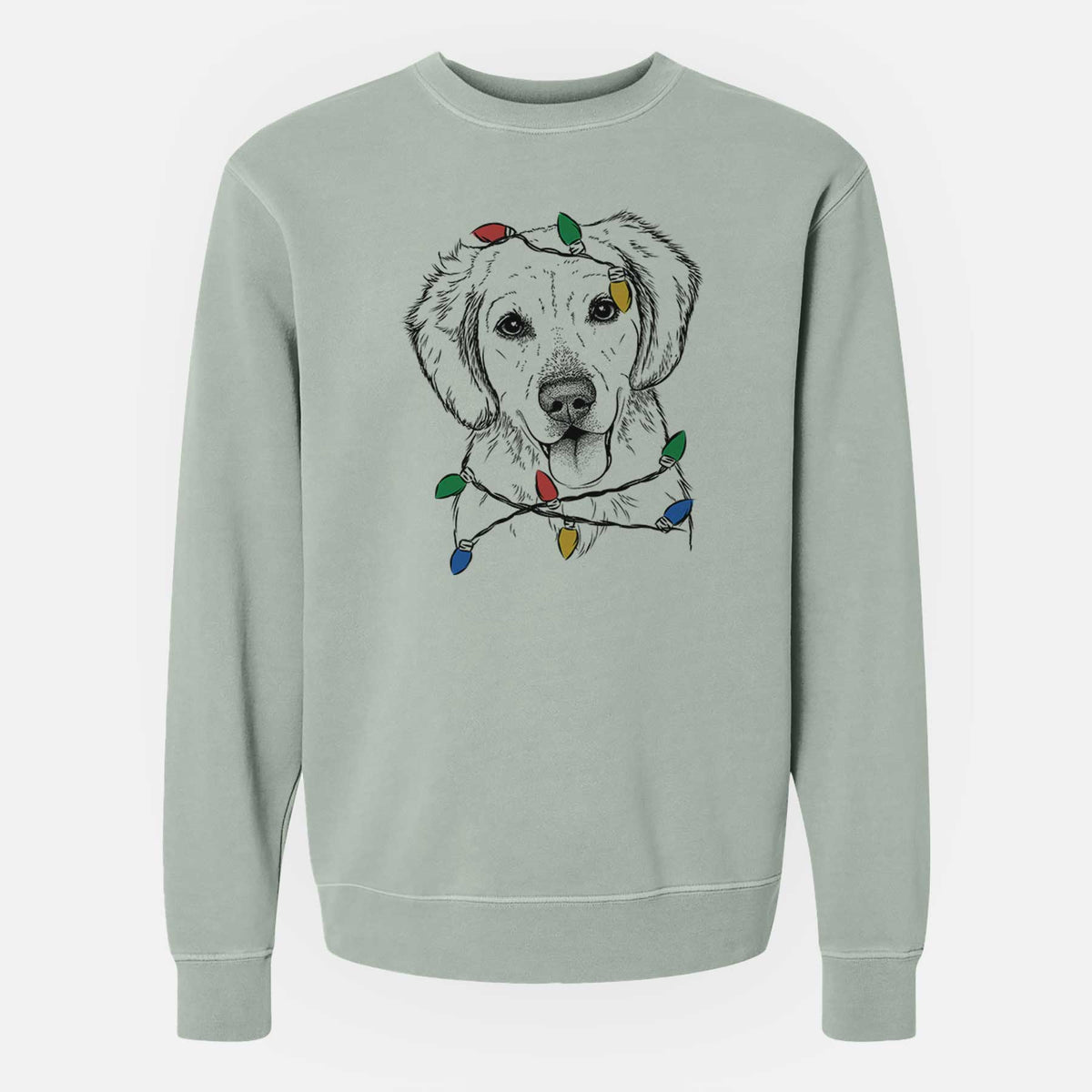 Christmas Lights Bojo the Golden Retriever - Unisex Pigment Dyed Crew Sweatshirt