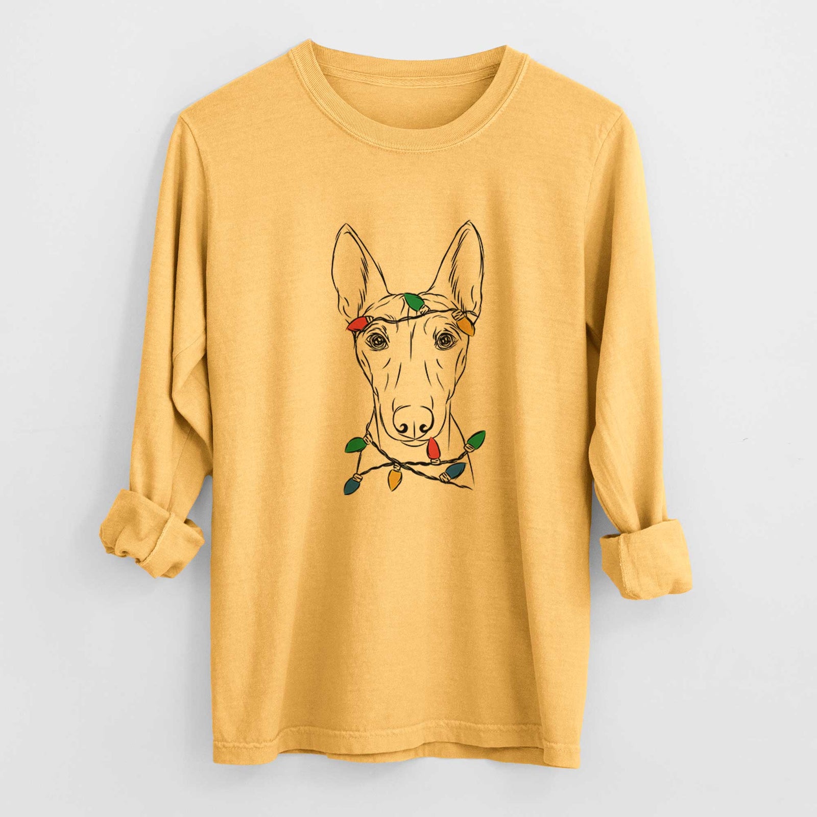 Christmas Lights Bonsai the Basenji - Heavyweight 100% Cotton Long Sleeve