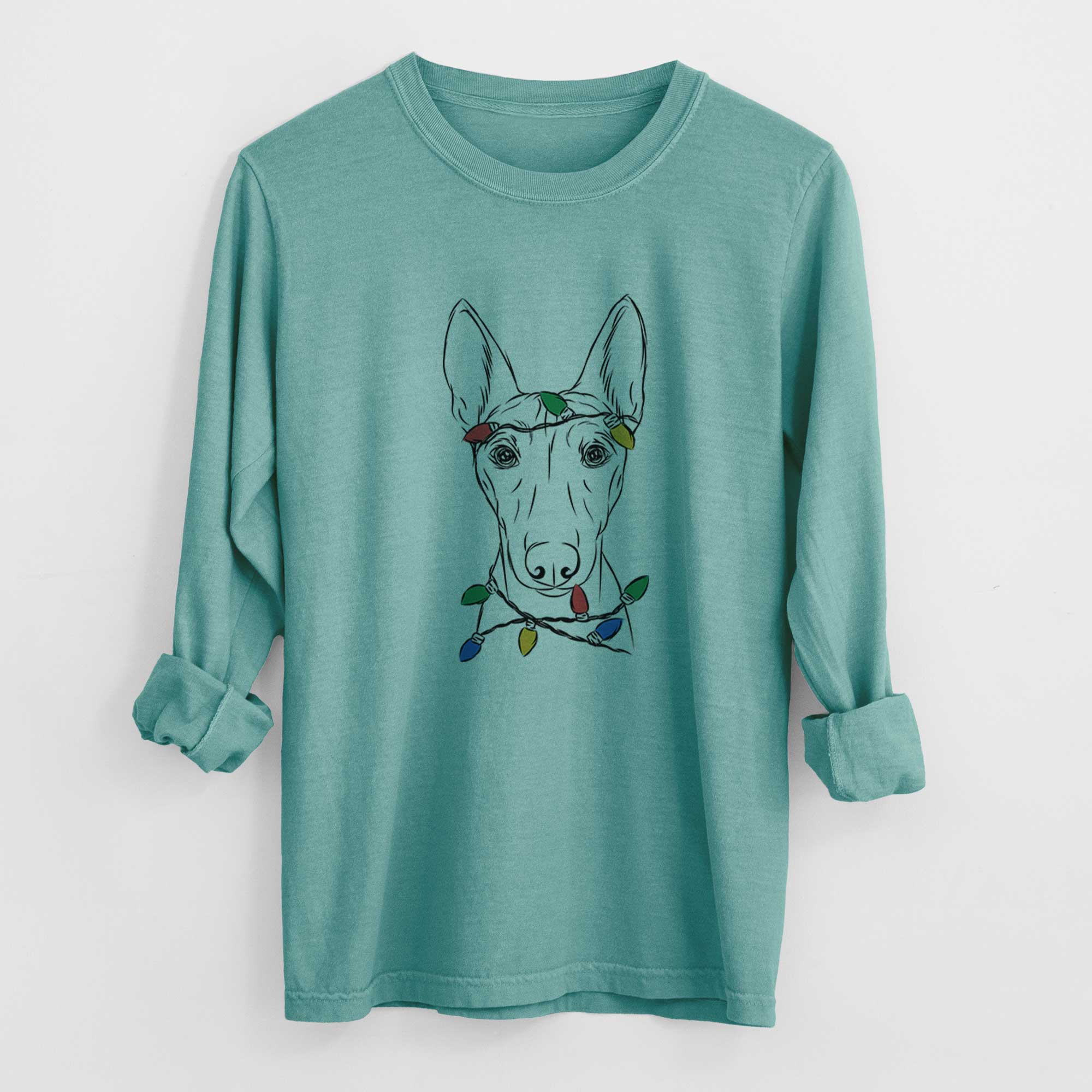 Christmas Lights Bonsai the Basenji - Heavyweight 100% Cotton Long Sleeve