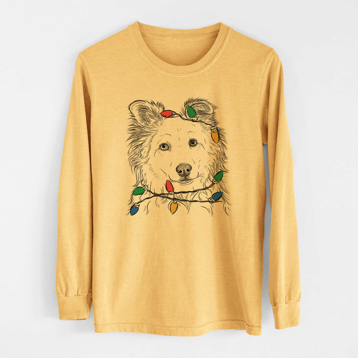 Christmas Lights Bonsai the Mixed Breed - Heavyweight 100% Cotton Long Sleeve