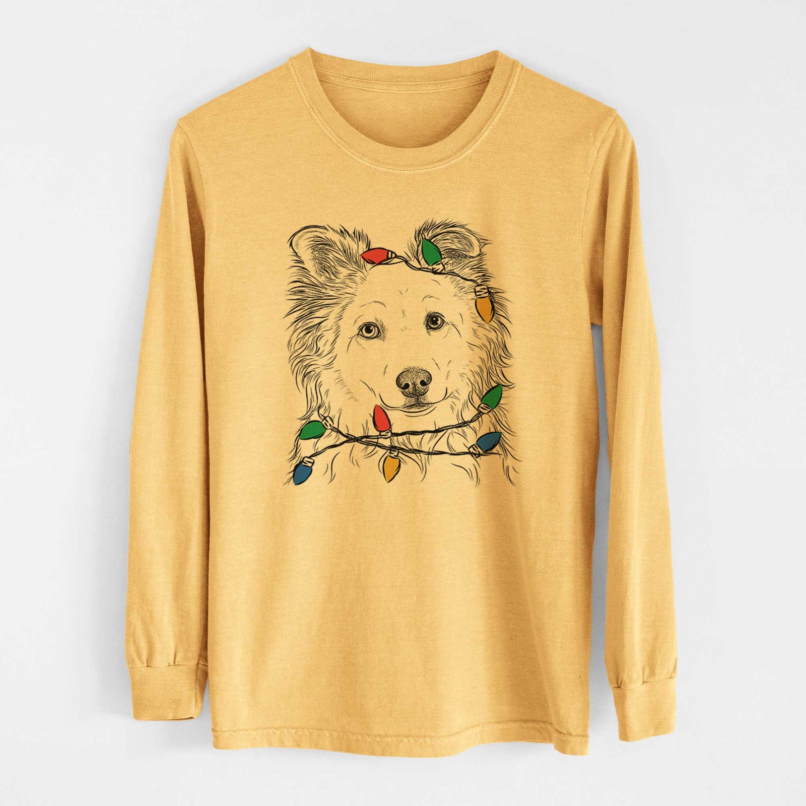 Christmas Lights Bonsai the Mixed Breed - Heavyweight 100% Cotton Long Sleeve