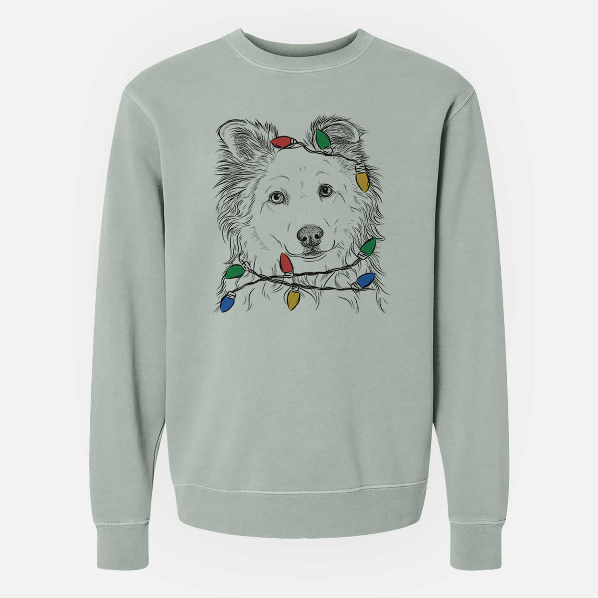 Christmas Lights Bonsai the Mixed Breed - Unisex Pigment Dyed Crew Sweatshirt
