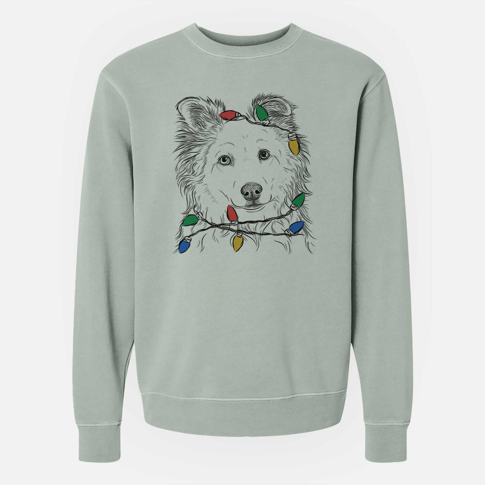 Christmas Lights Bonsai the Mixed Breed - Unisex Pigment Dyed Crew Sweatshirt