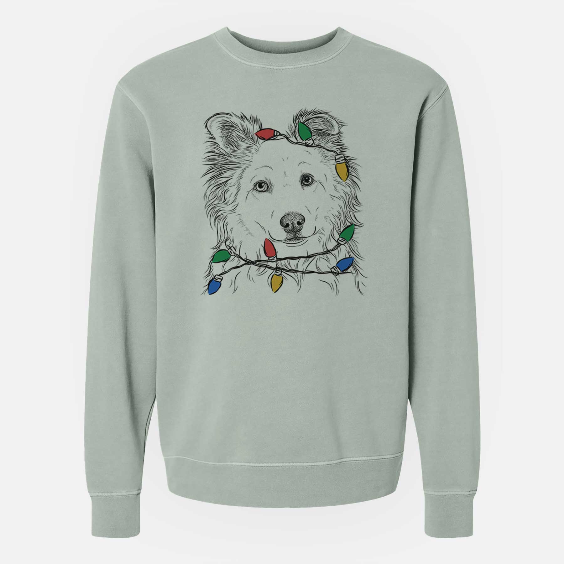 Christmas Lights Bonsai the Mixed Breed - Unisex Pigment Dyed Crew Sweatshirt