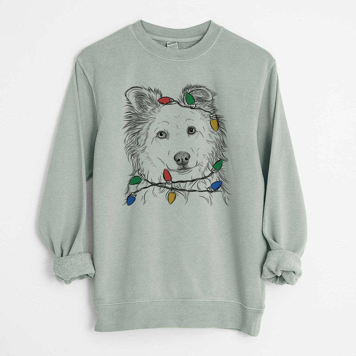 Christmas Lights Bonsai the Mixed Breed - Unisex Pigment Dyed Crew Sweatshirt