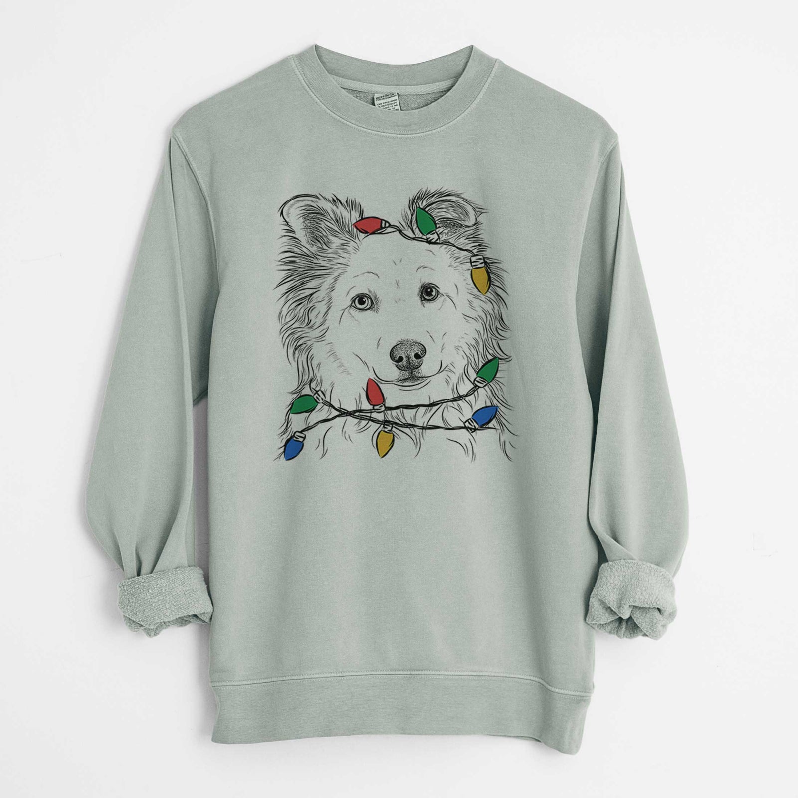 Christmas Lights Bonsai the Mixed Breed - Unisex Pigment Dyed Crew Sweatshirt