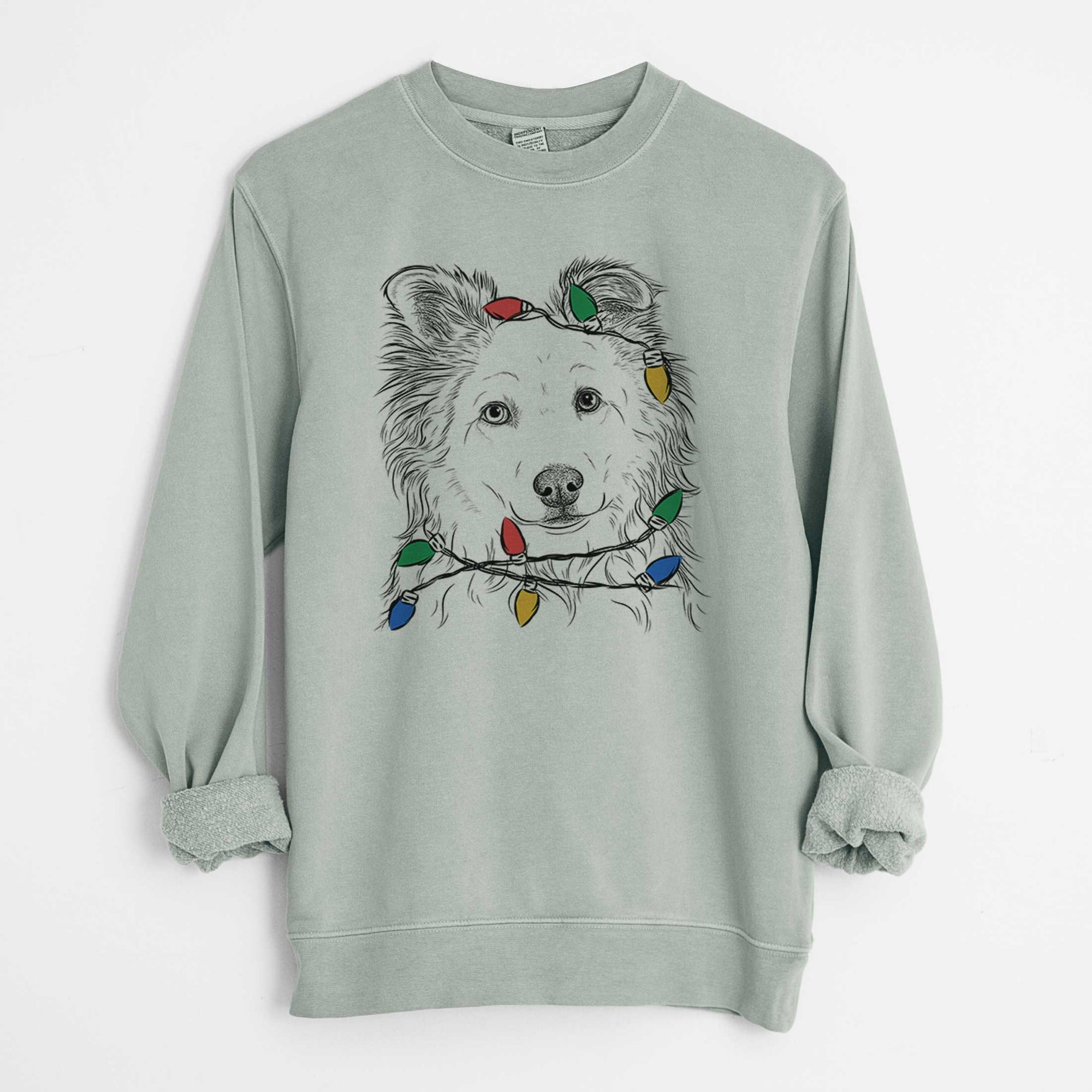Christmas Lights Bonsai the Mixed Breed - Unisex Pigment Dyed Crew Sweatshirt
