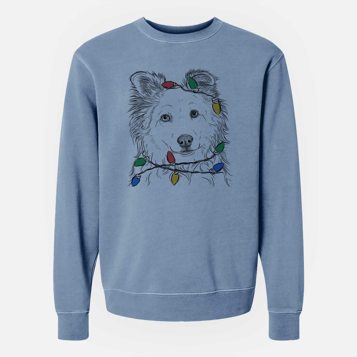 Christmas Lights Bonsai the Mixed Breed - Unisex Pigment Dyed Crew Sweatshirt