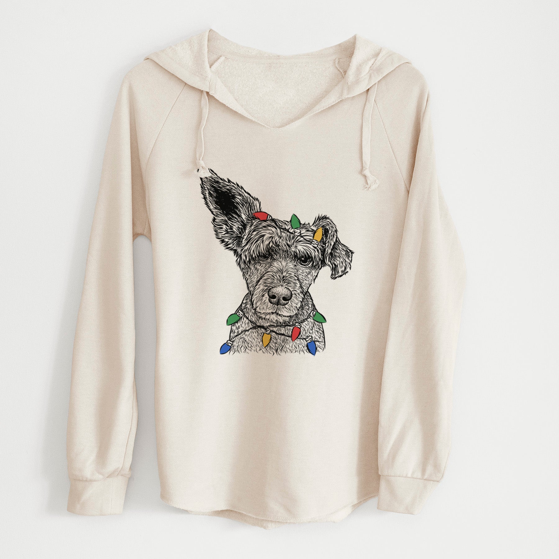 Christmas Lights Boodles the Schnauzer Mix - Cali Wave Hooded Sweatshirt