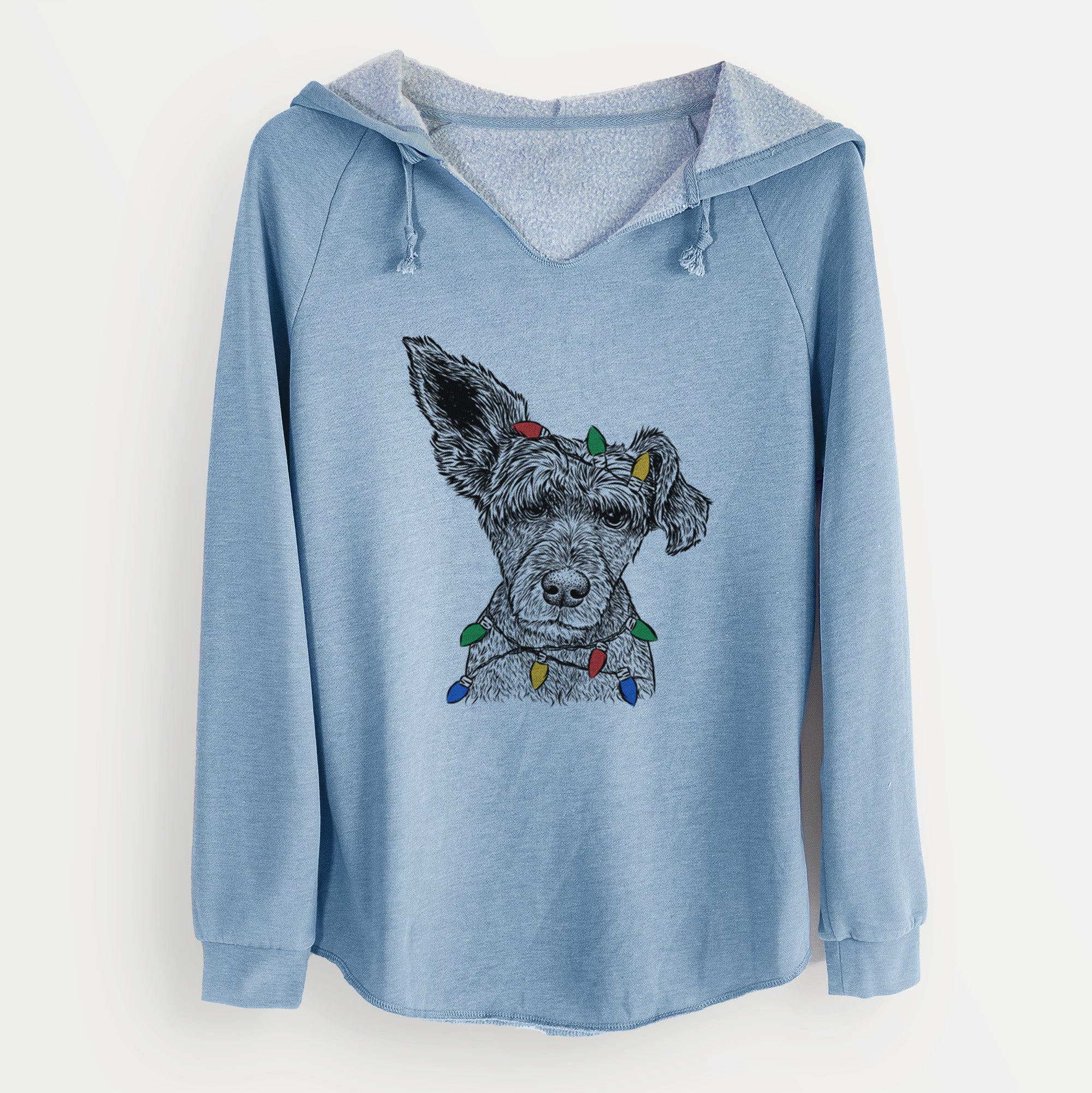 Christmas Lights Boodles the Schnauzer Mix - Cali Wave Hooded Sweatshirt