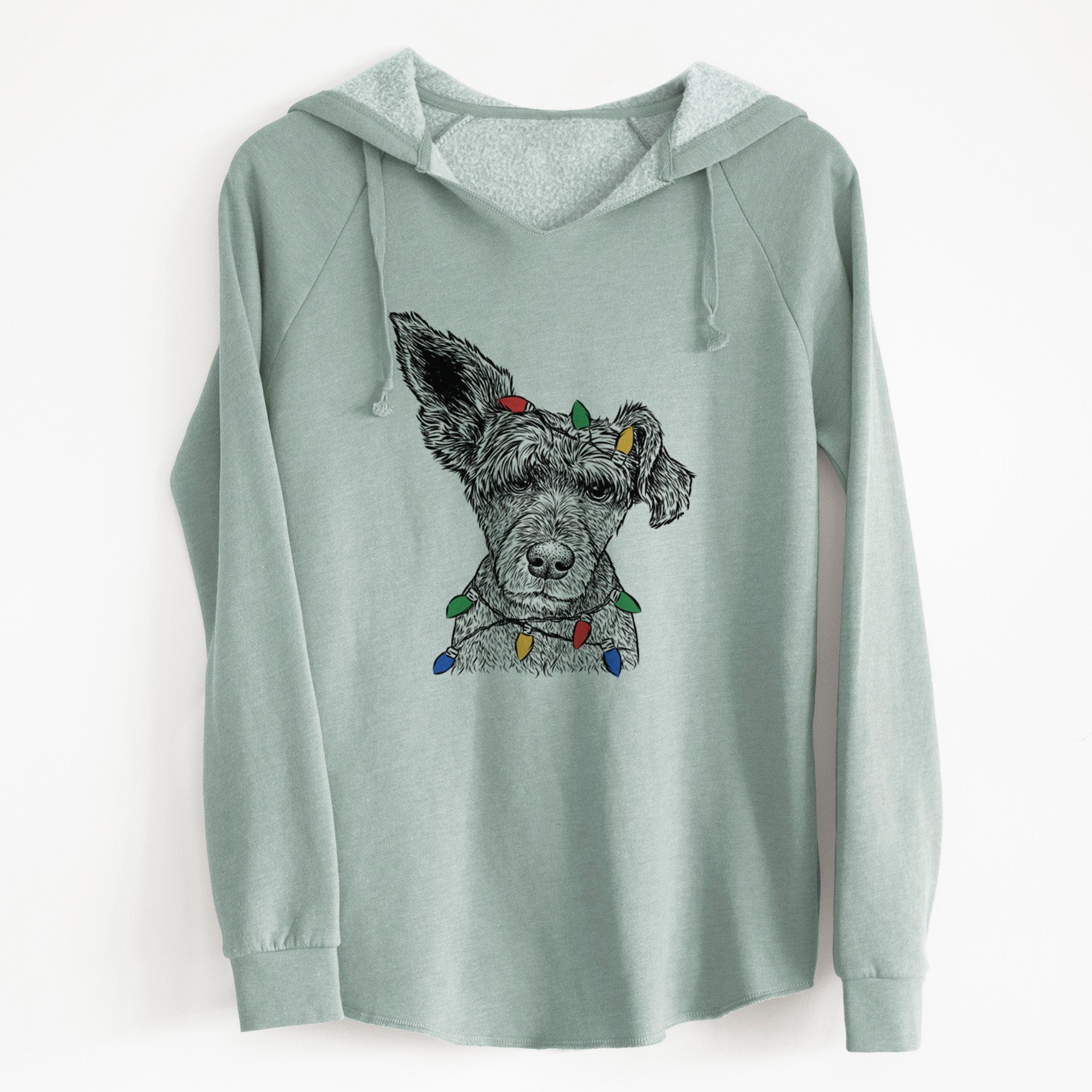 Christmas Lights Boodles the Schnauzer Mix - Cali Wave Hooded Sweatshirt